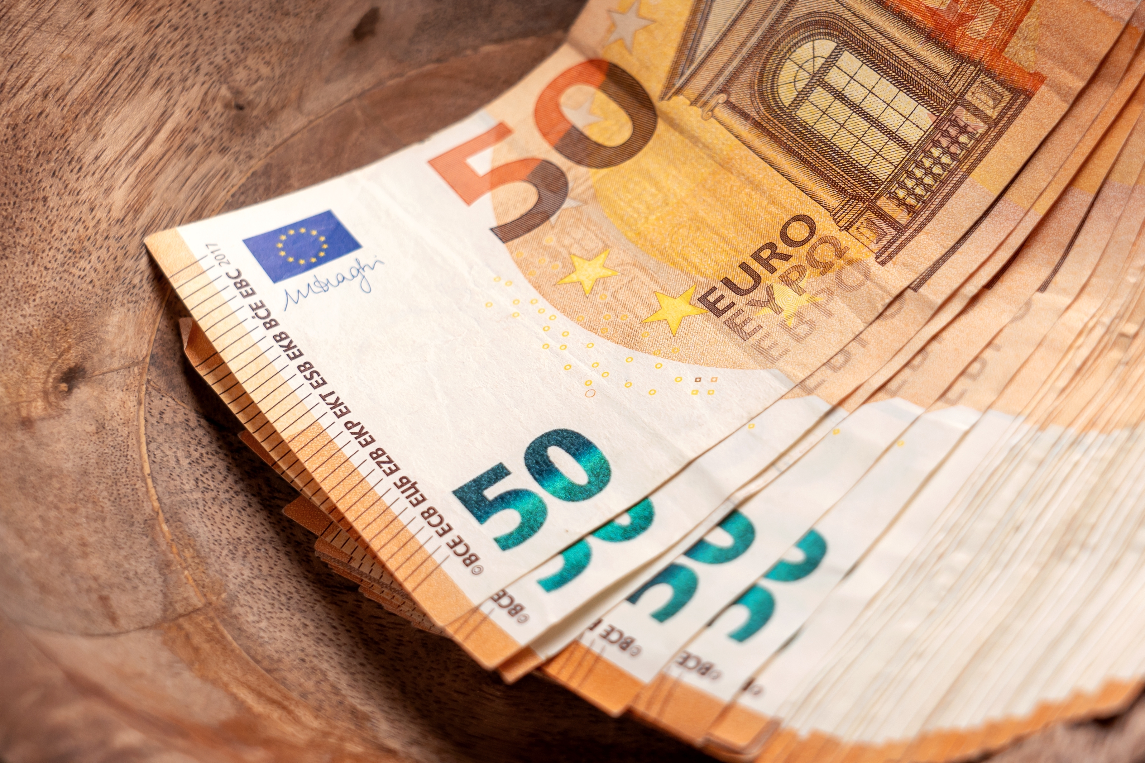 Euro,Banknotes,In,Vintage,Wooden,Container.,Concept,Saving,Money