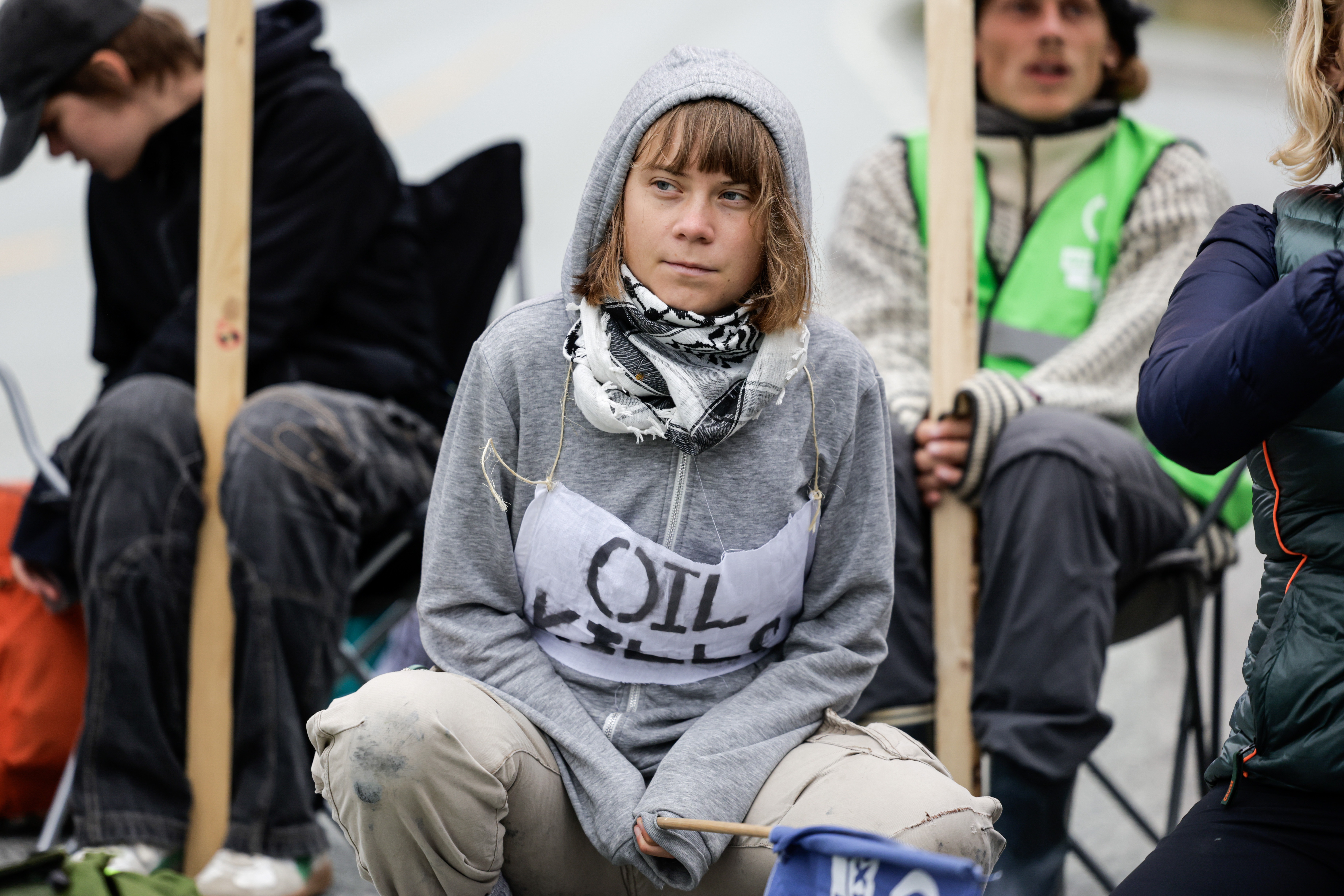 Climate activists protest against a refinery in Norway