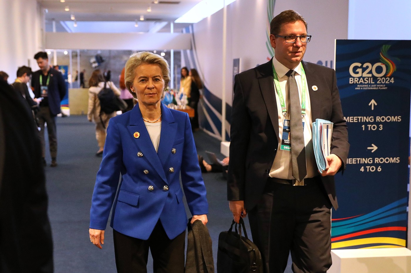 Rio de Janeiro, Brasilien, 18.11.2024: Museu de Arte Moderna do Rio de Janeiro: G20-Gipfel: Ursula von der Leyen und Bjö