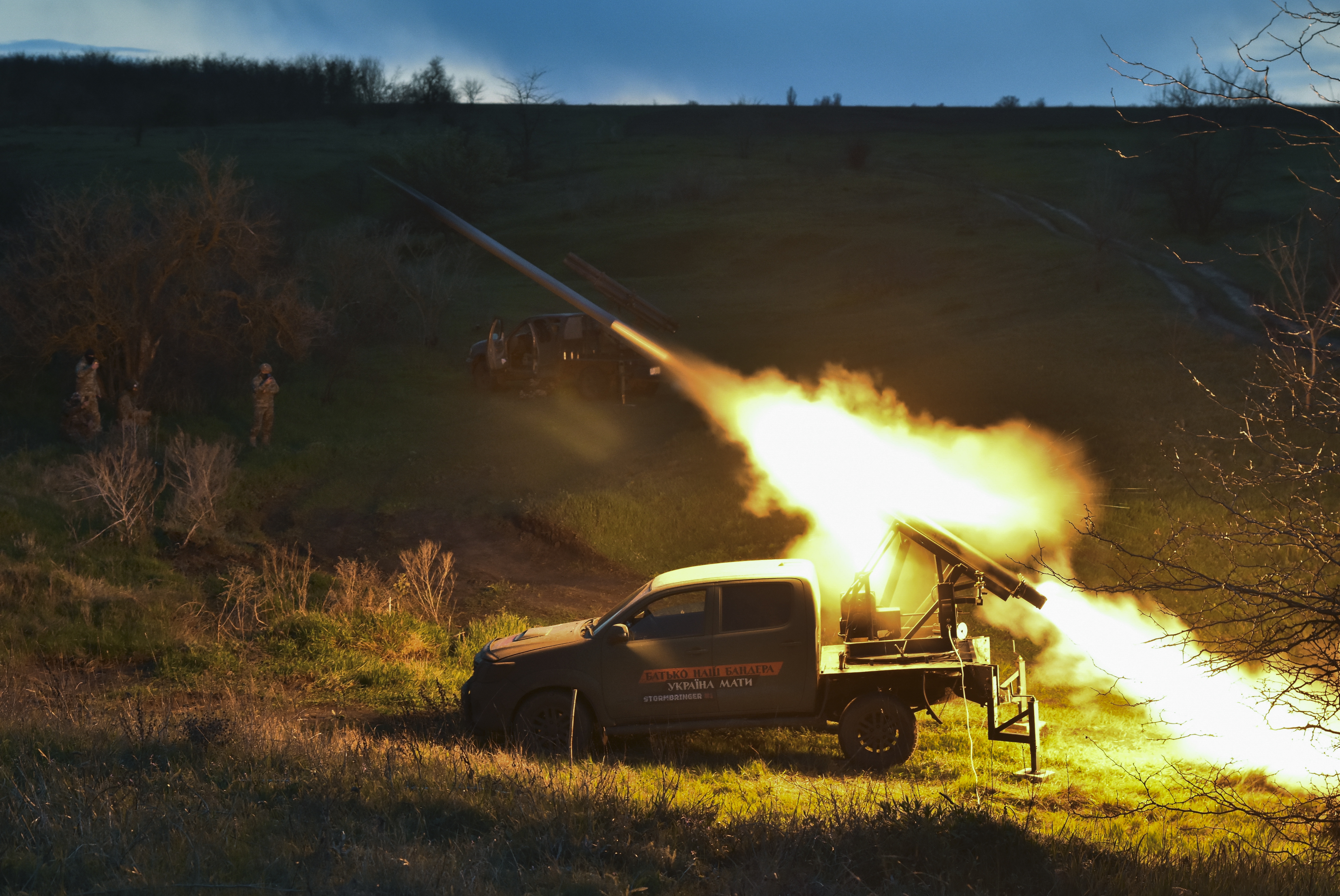 Ukraine's 65th Mechanised Brigade operate rocket launchers in Zaporizhzhia