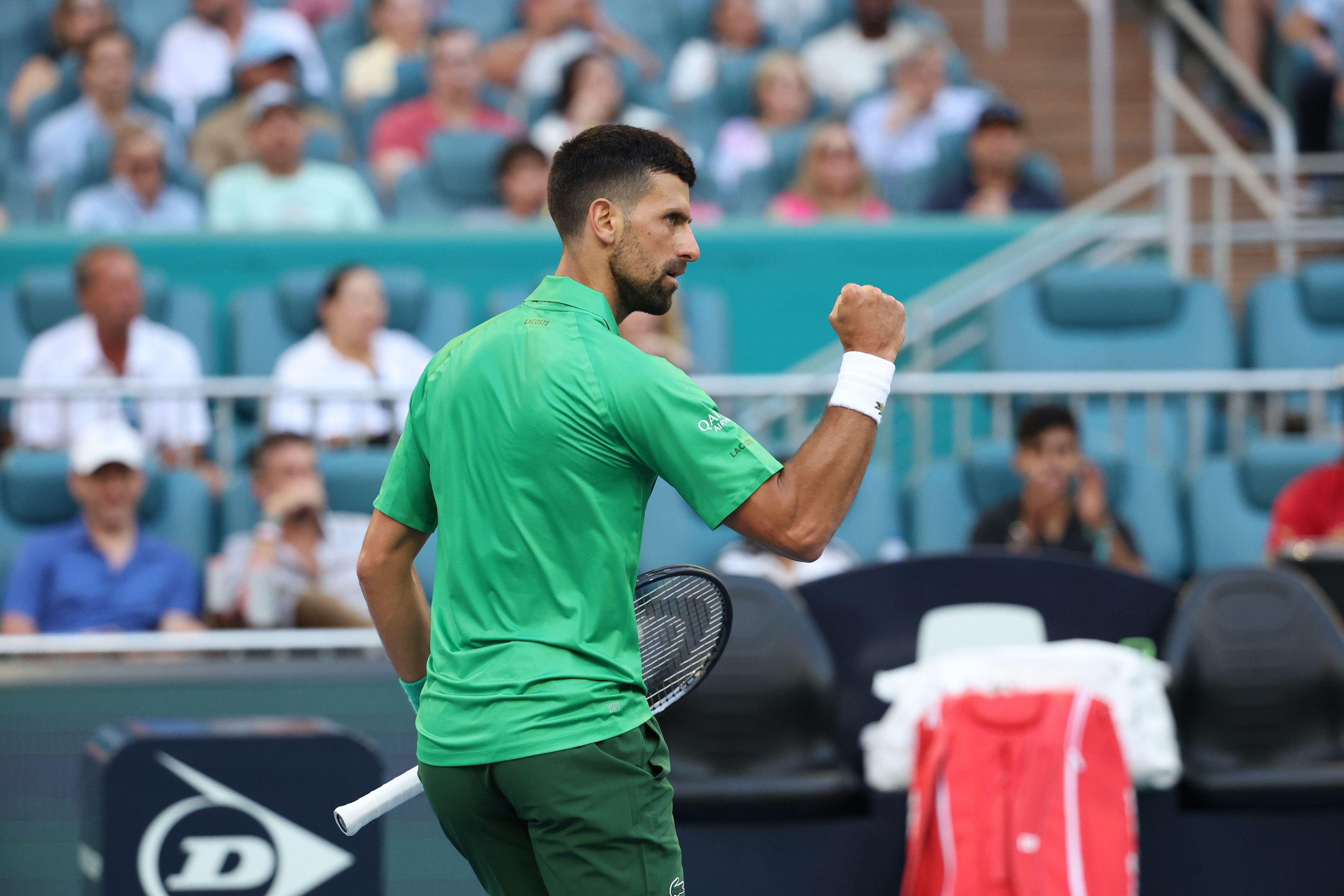 MIAMI GARDENS, FL - MARCH 27: Novak Djokovic of Serbia defeats Sebastian Korda of the United States match on Day 10 of the Miami Open at Hard Rock Stadium on March 27, 2025 in Miami Gardens, FloridaCredit: hoo/me.com/MediaPunch