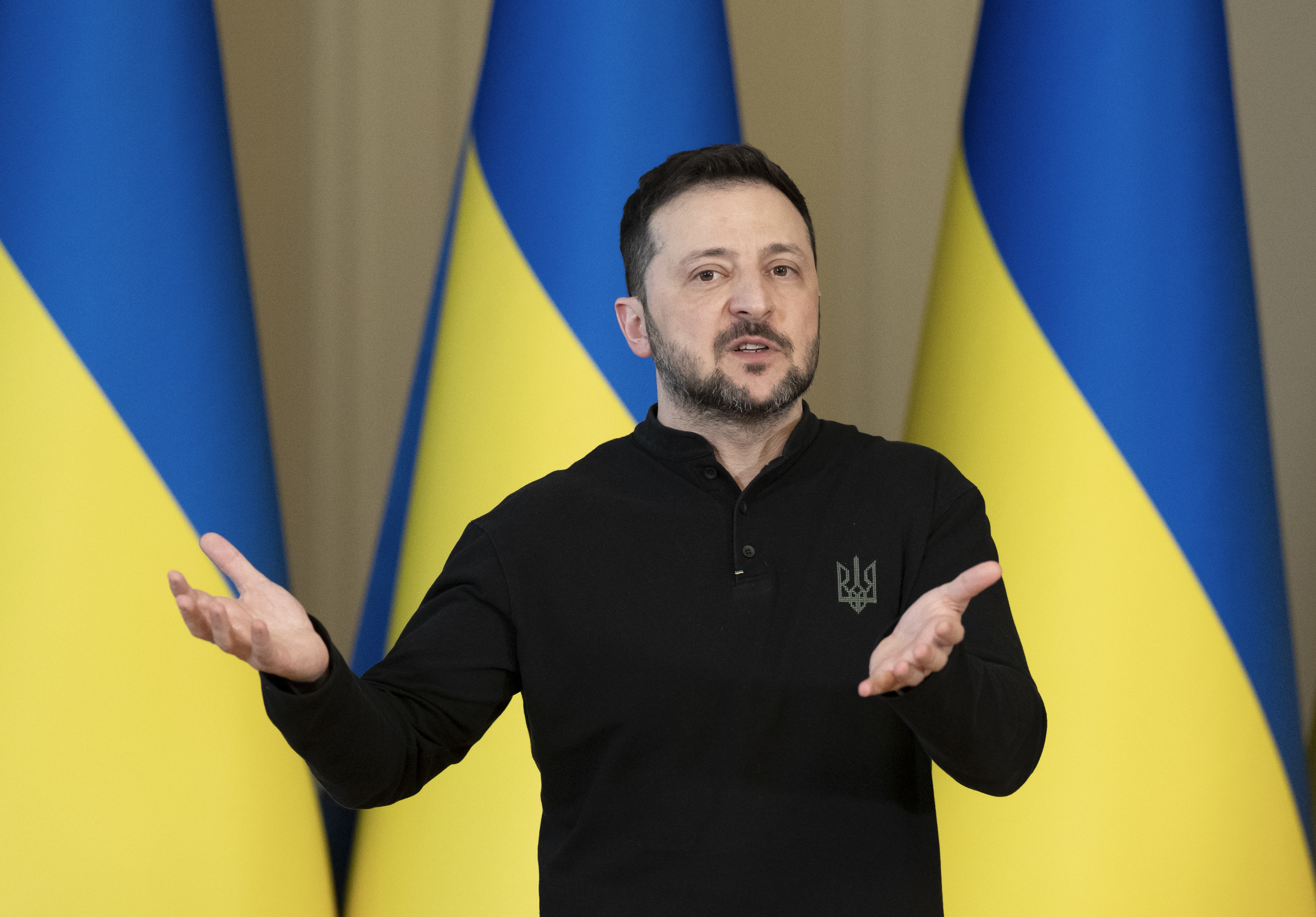 Ukrainian President Volodymyr Zelensky press conference in Kyiv