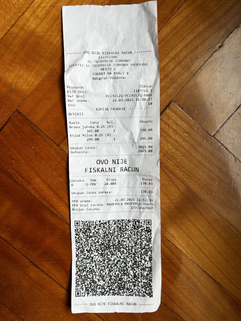 Restoran, kafić, račun, cene Foto: Privatna arhiva