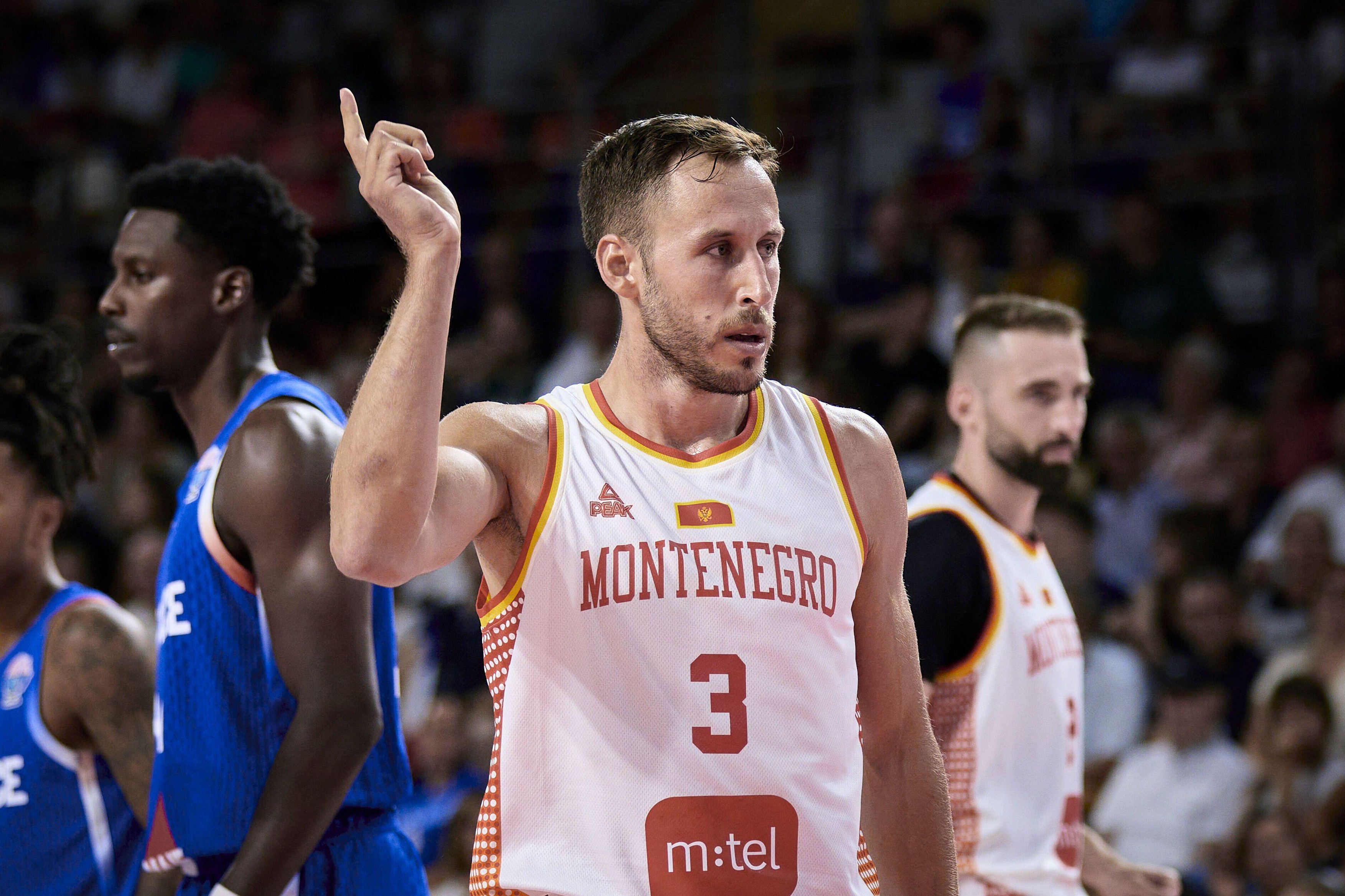 Vladimir MIHAILOVIC (3) of Montenegro during the Friendly Basketball match between France and Montenegro on 4 August 2025 at Vendespace in Mouilleron-le-Captif, France
