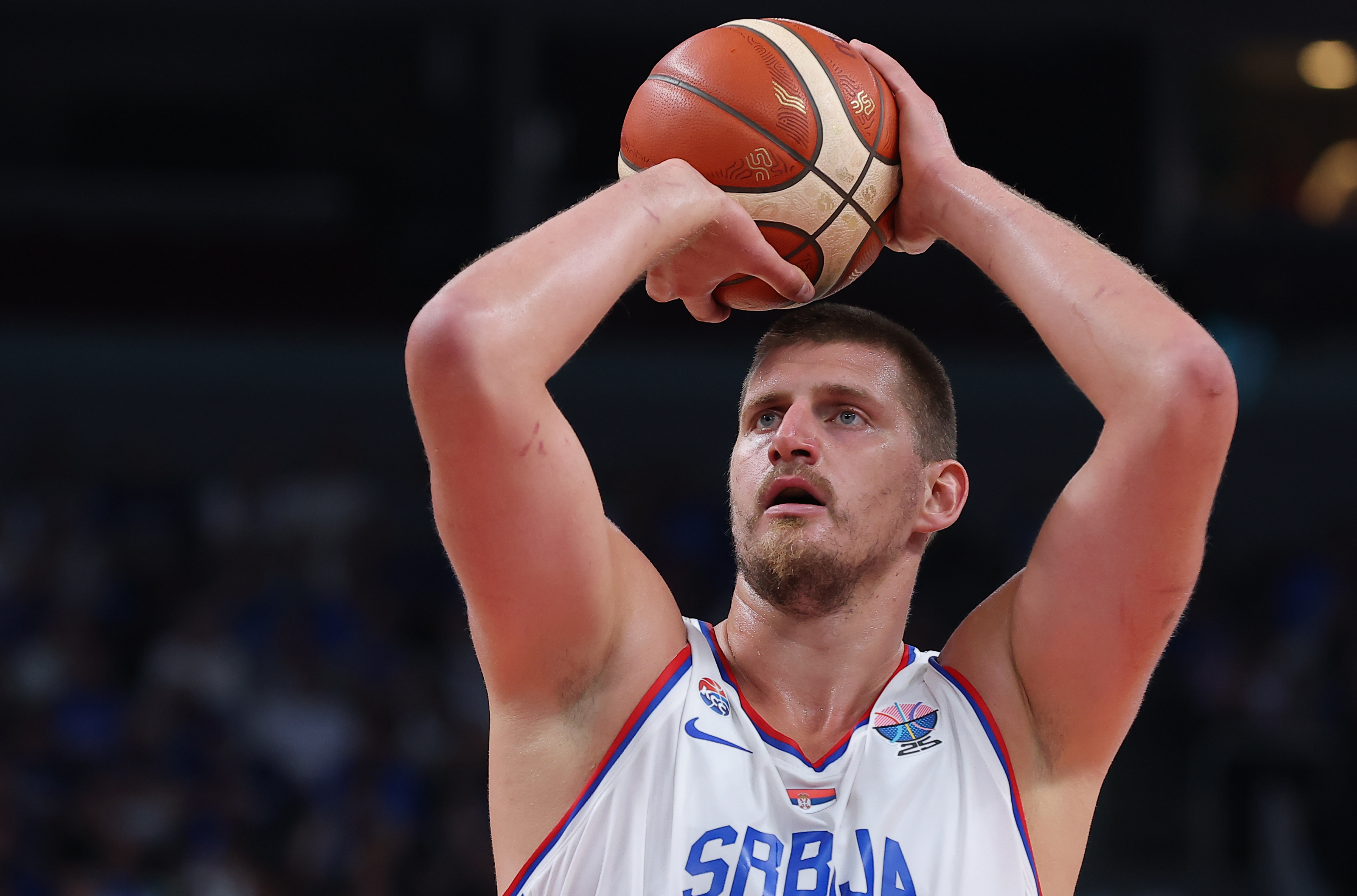 Nikola Jokic during FIBA Eurobasket 2025 group A first round basketball match between Serbia and Estonia on August 27, 2025. in Riga, Latvia.
(photo by Pedja Milosavljevic/STARSPORT ©)