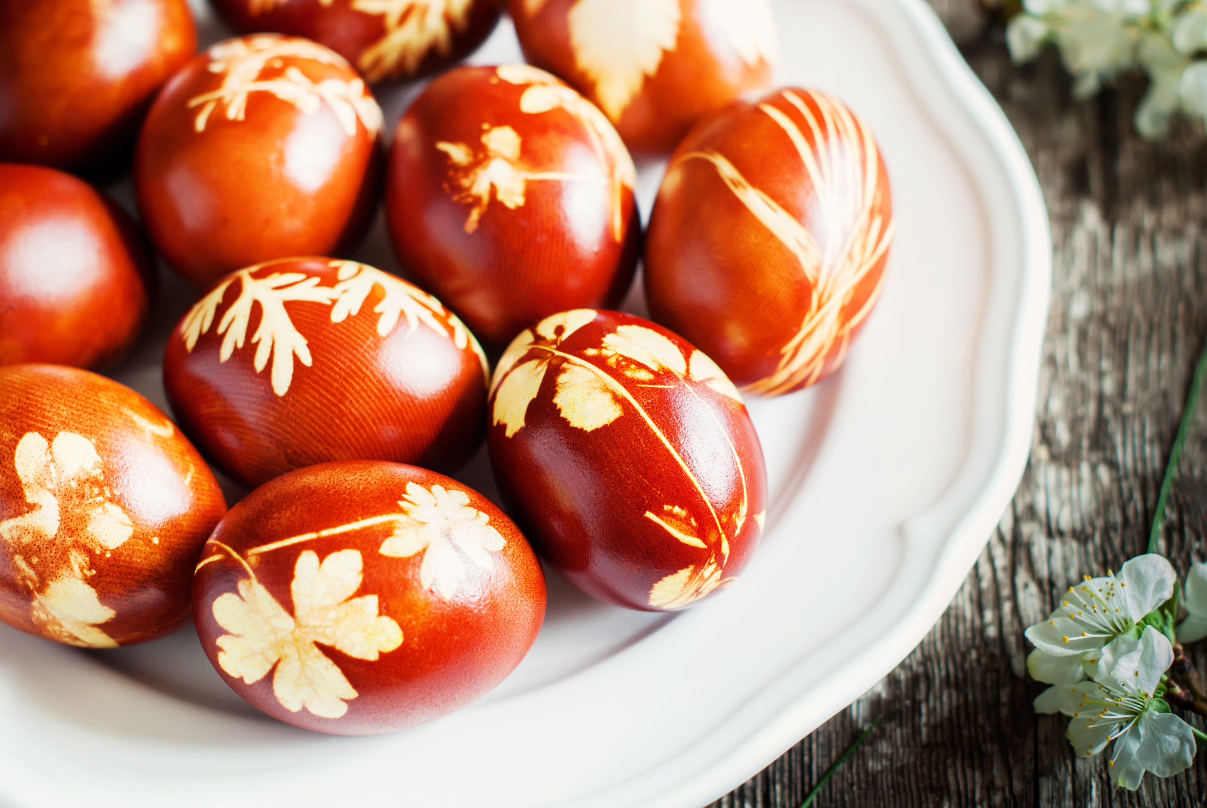 Decoration,Easter,Eggs,With,Fresh,Leaves,And,Onions,Peels