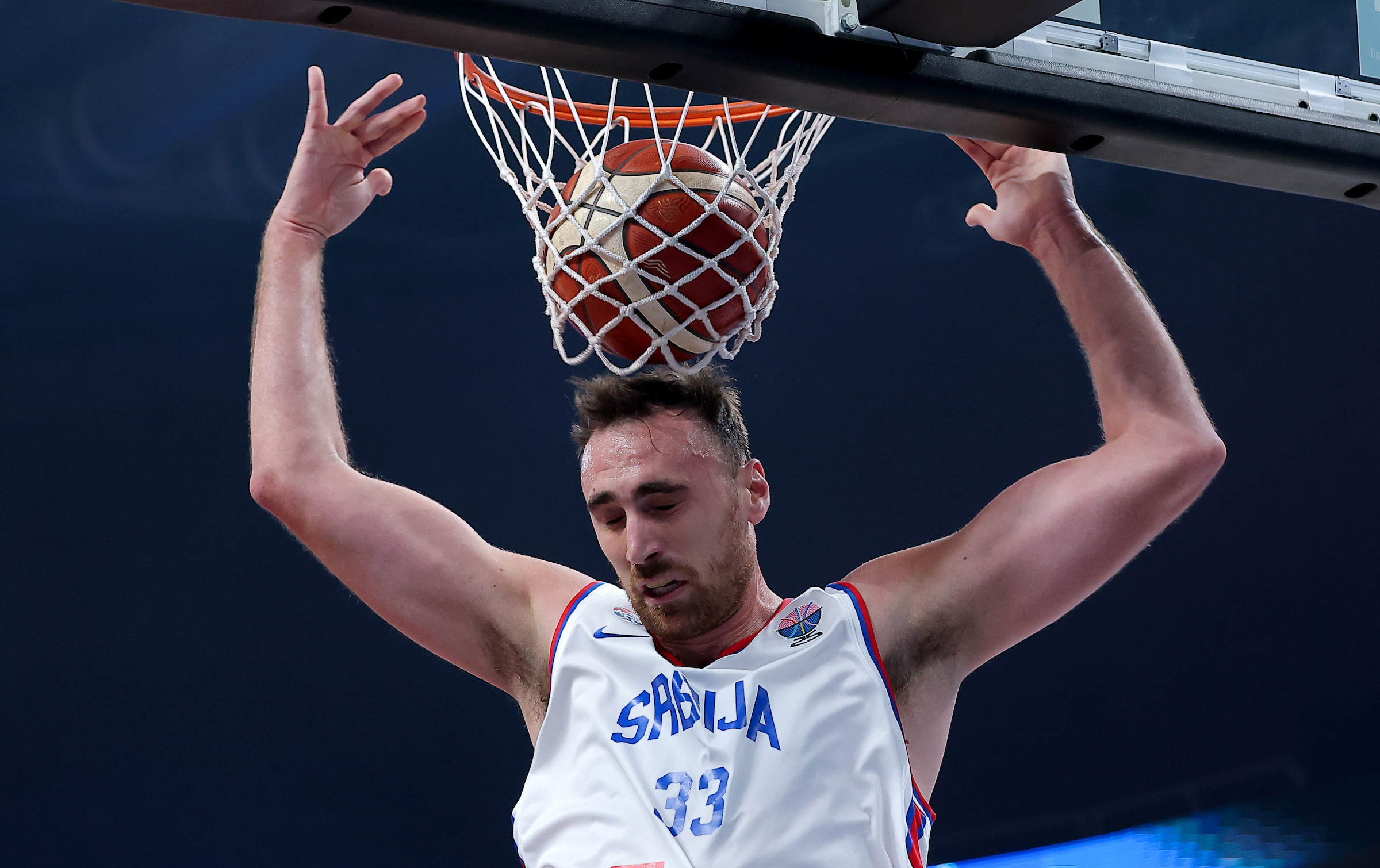 Nikola Milutinov  during FIBA Eurobasket 2025 group A 4th round basketball match between Serbia and Czechia on Sept. 1, 2025. in Riga, Latvia.
(photo by Pedja Milosavljevic/STARSPORT ©)