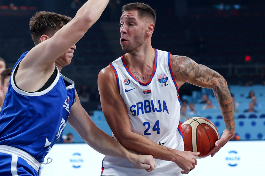 Stefan Jovic  during FIBA Eurobasket 2025 group A 4th round basketball match between Serbia and Czechia on Sept. 1, 2025. in Riga, Latvia.
(photo by Pedja Milosavljevic/STARSPORT ©)