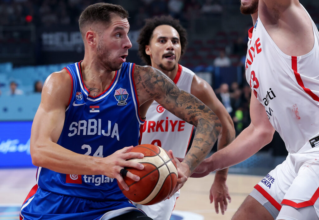 Serbia's Stefan Jovic during FIBA Eurobasket 2025 group A 5th round basketball match between Turkey and Serbia on Sept. 3, 2025. in Riga, Latvia.
(photo by Pedja Milosavljevic/STARSPORT ©)