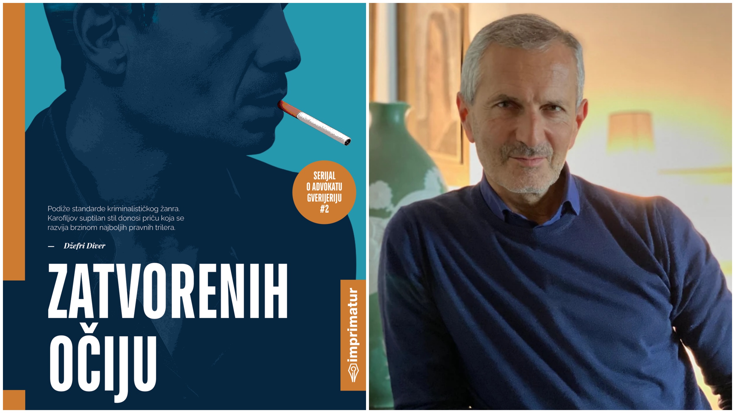 Đanriko Karofiljo, pisac, Zatvorenih očiju, knjiga, korice, kombo Foto: Giorgia Carofiglio