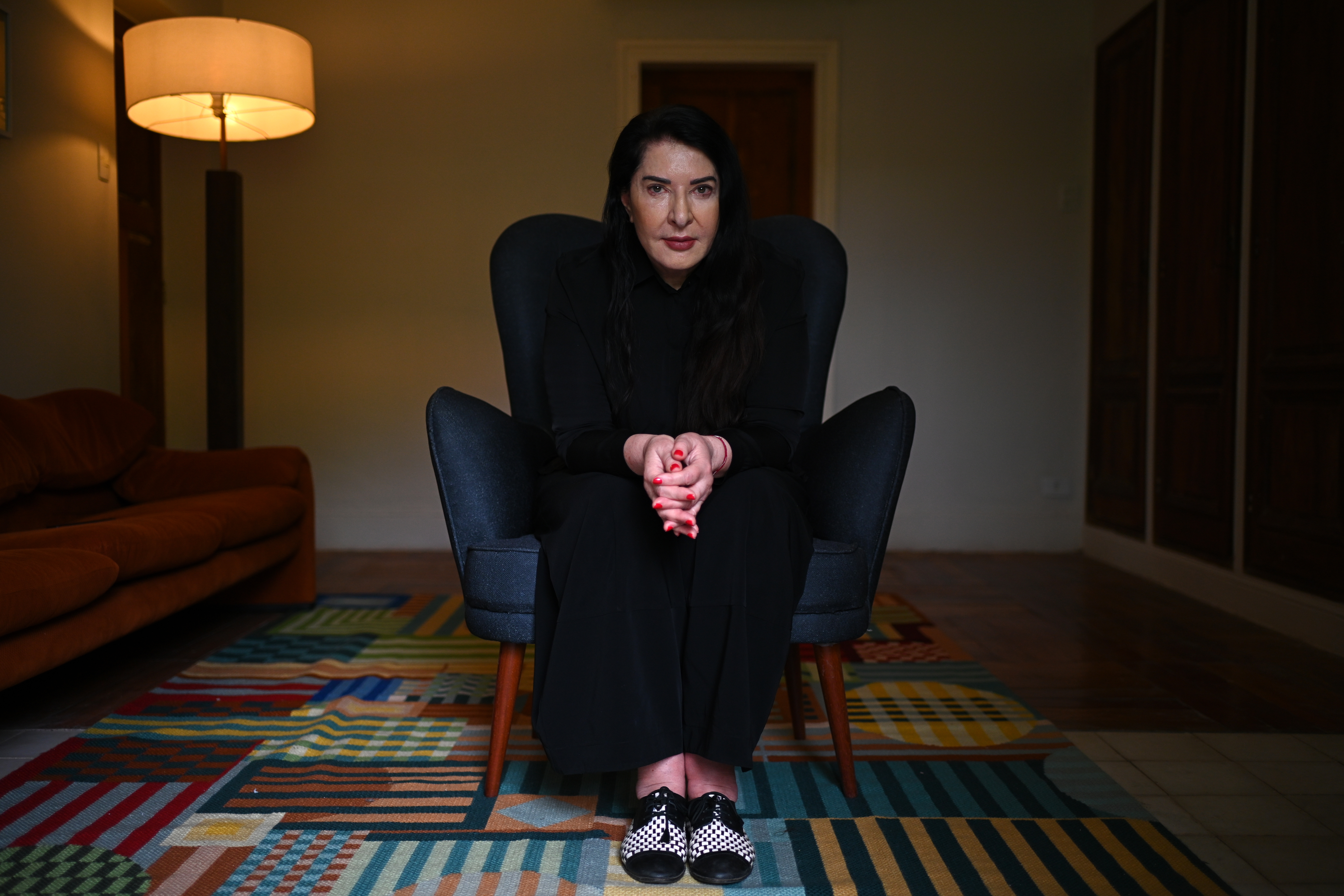 Serbian artist Marina Abramovic during an interview in Agua Preta