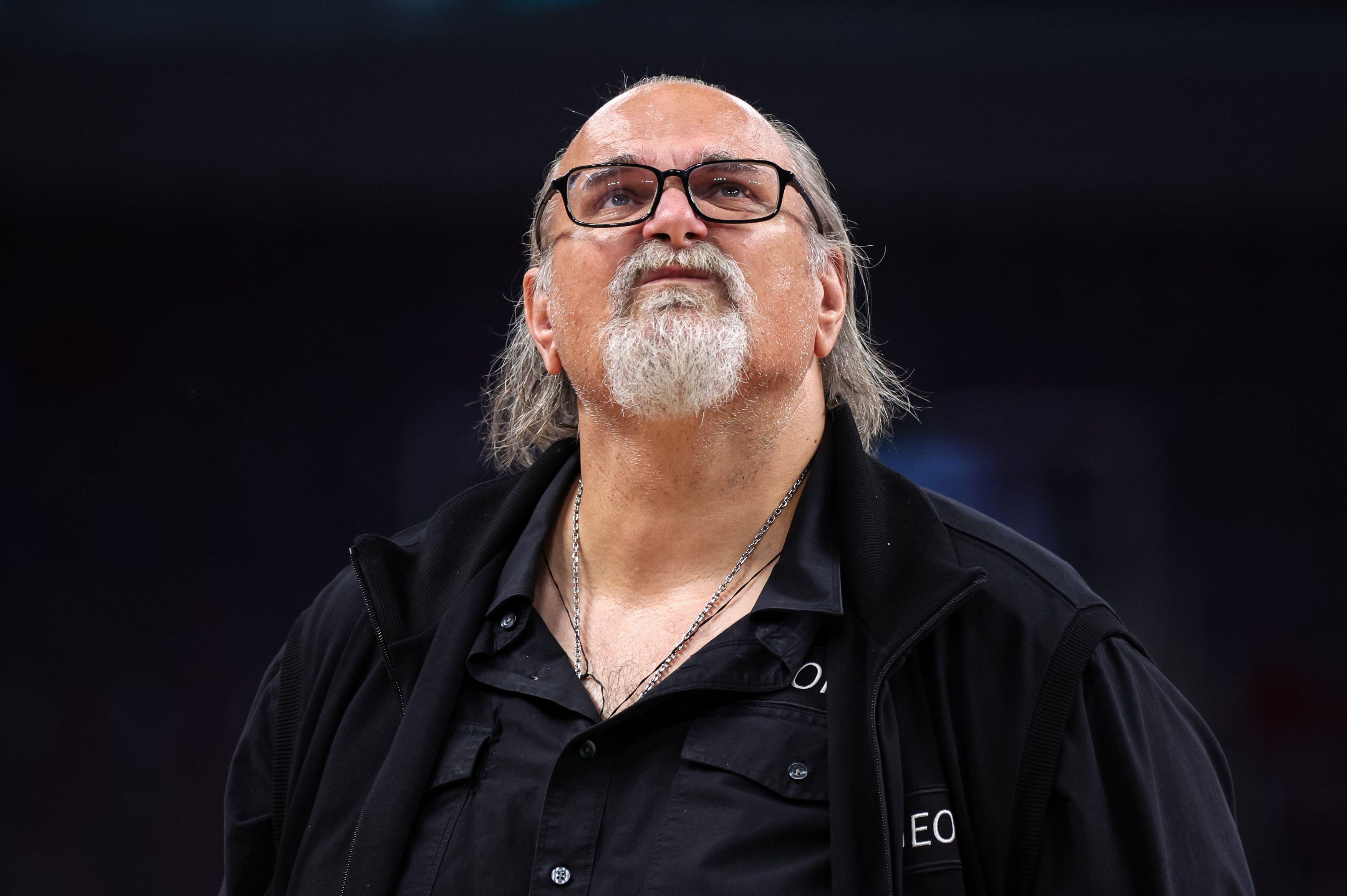 RIGA, LATVIA - SEPTEMBER 07: Aleksandar Dzikic head coach of Georgia during the Round of 16 FIBA Eurobasket 2025 game between France and Georgia at Arena Riga on September 07, 2025 in Riga, Latvia.   diebilderwelt / Alamy Live News