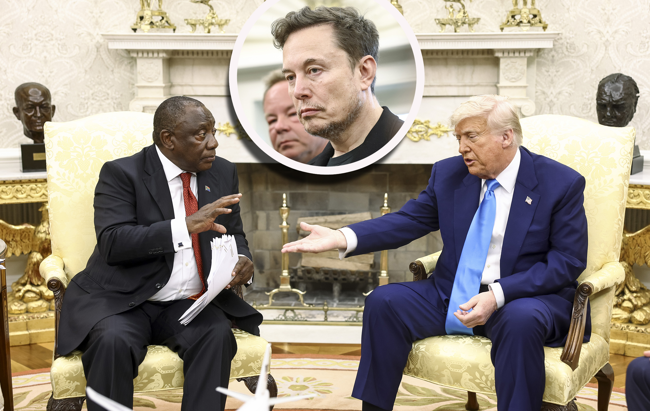 South African President Cyril Ramaphosa visits US President Trump at the White House  Tramp i Sirila Ramafose i  ilon mask