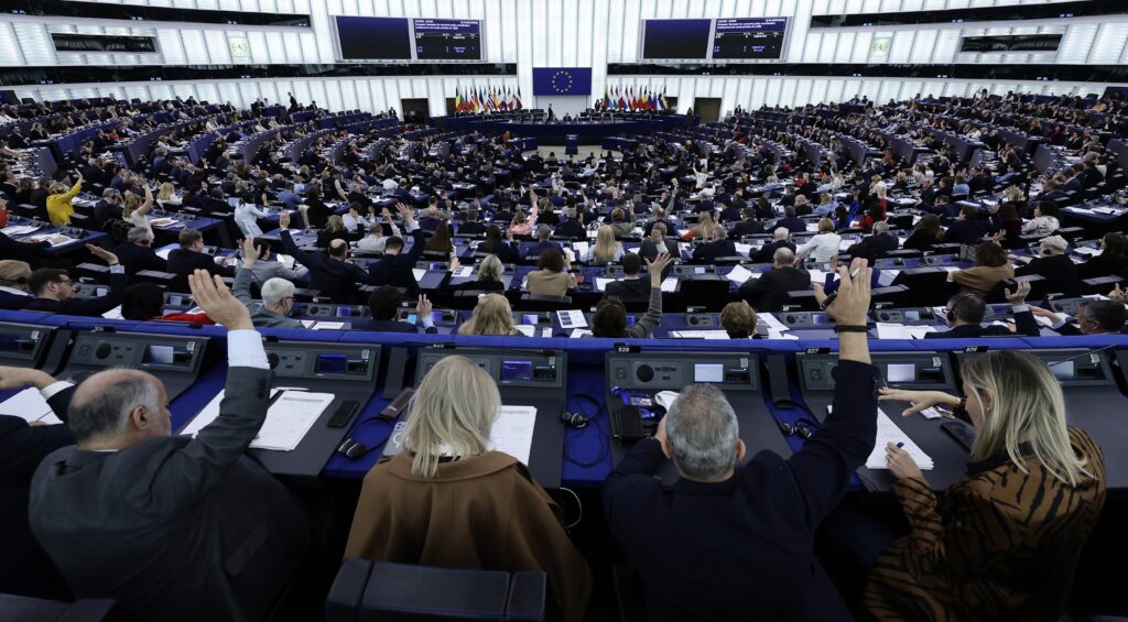 epa11958152 Members of the parliament during a voting session at the European Parliament in Strasbourg, France, 12 March 2025. The EU Parliament's session runs from 10 to 13 March 2025.  EPA-EFE/RONALD WITTEK