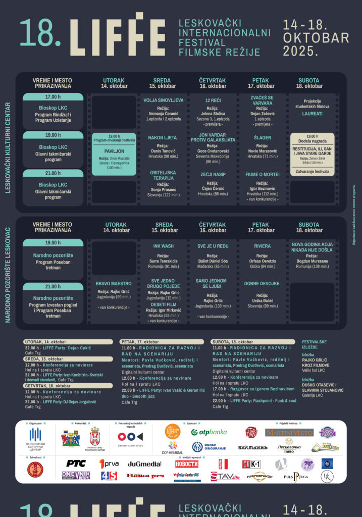 Leskovački internacionalni festival filmske režije Program LIFFE Foto: Promo