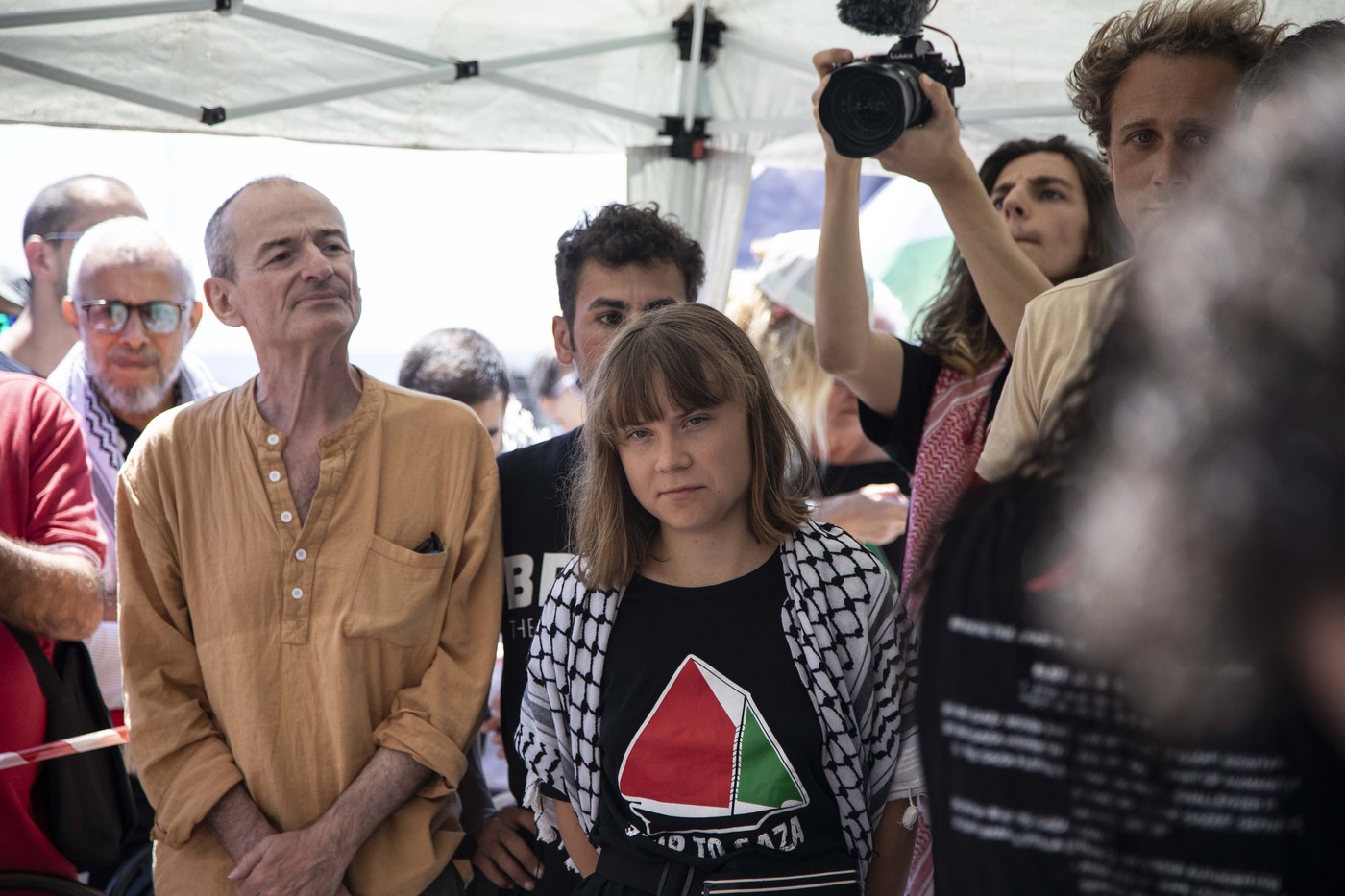 Italy, Catania: A Small Ship From The International Freedom Flotilla Coalition Sails  From The Port Of Catania In Sicily (Italy) For Gaza, As Message Of Solidarity With Gaza And Resolve To Break The Blockade. Greta Thunberg