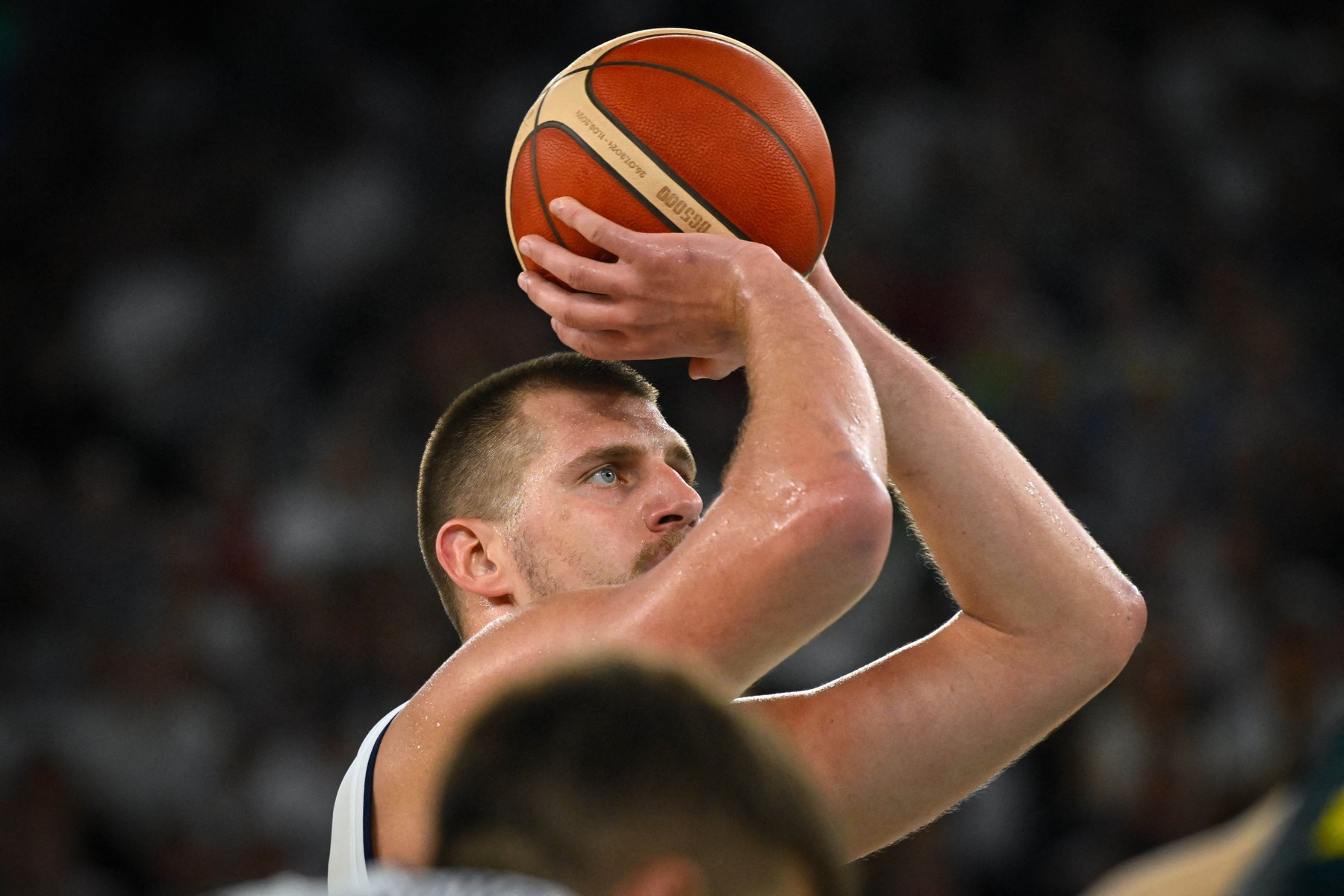 Epreuve de basketball opposant la Serbie à l'Australie lors des Jeux Olympiques de Paris 2024 (JO) à l'Arena Bercy