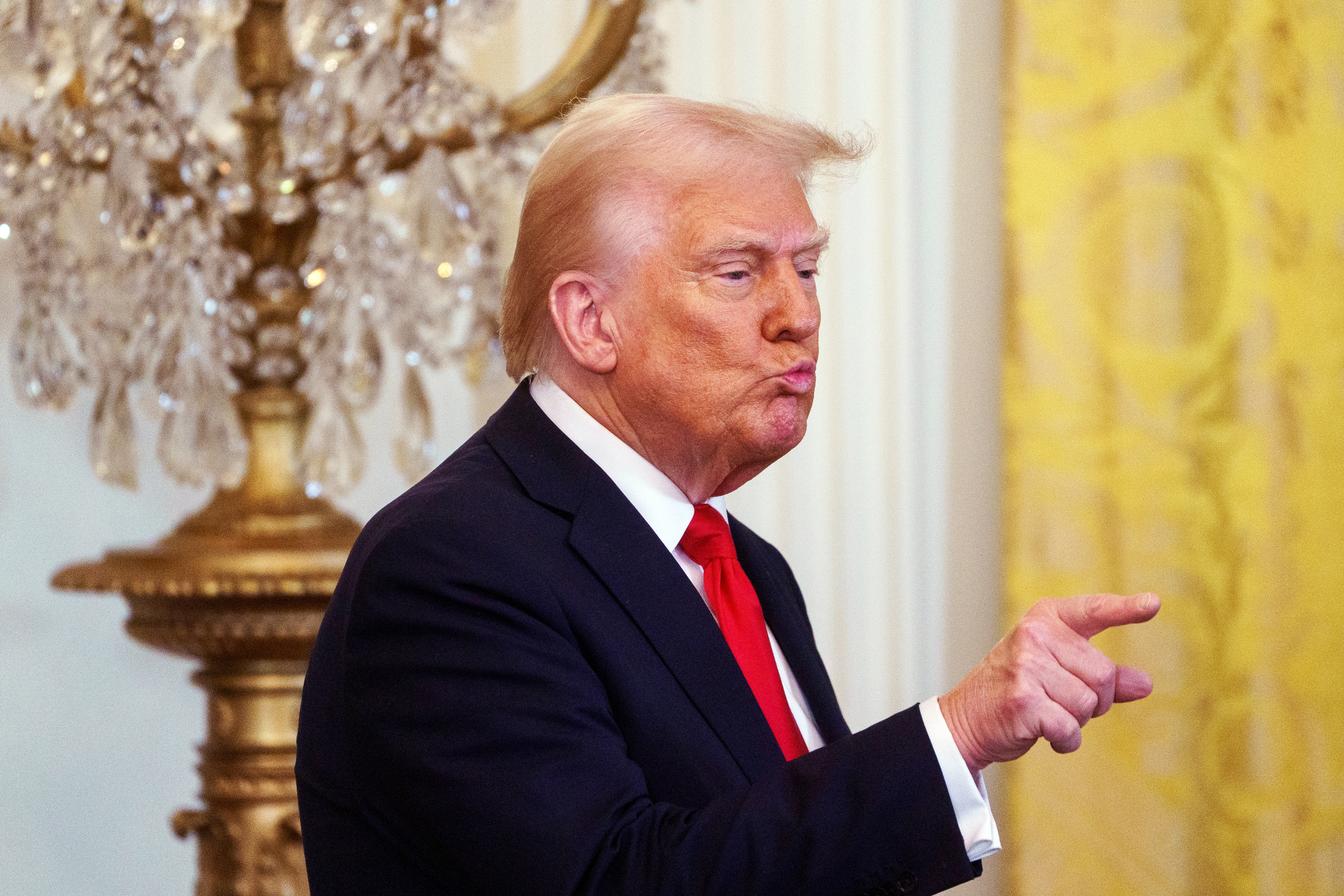 epa11990469 US President Donald Trump speaks during a Women's History Month Event at the White House in Washington, DC, USA, 26 March 2025.  EPA-EFE/WILL OLIVER