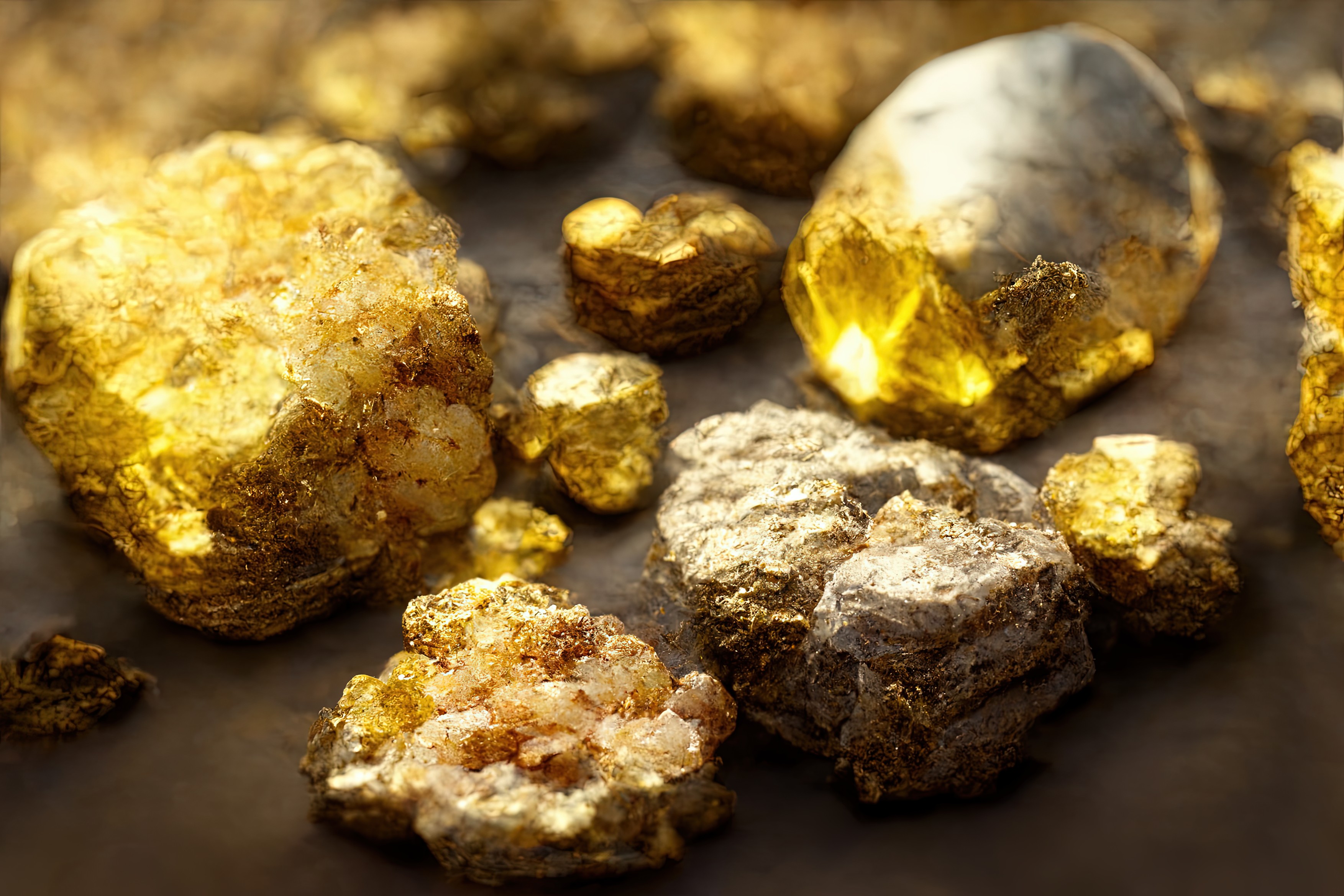 golden stones and crystals