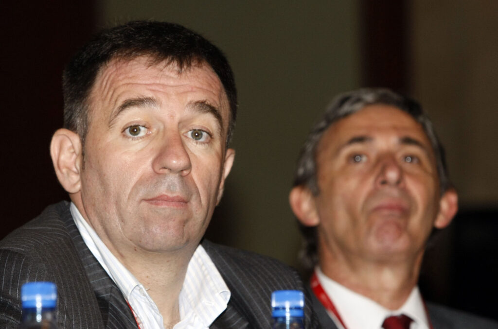 Sport.Red Star forum.Milan Opacic, left and Svetislav Pesic.Beograd, 08.12.2008..foto: Srdjan Stevanovic ©