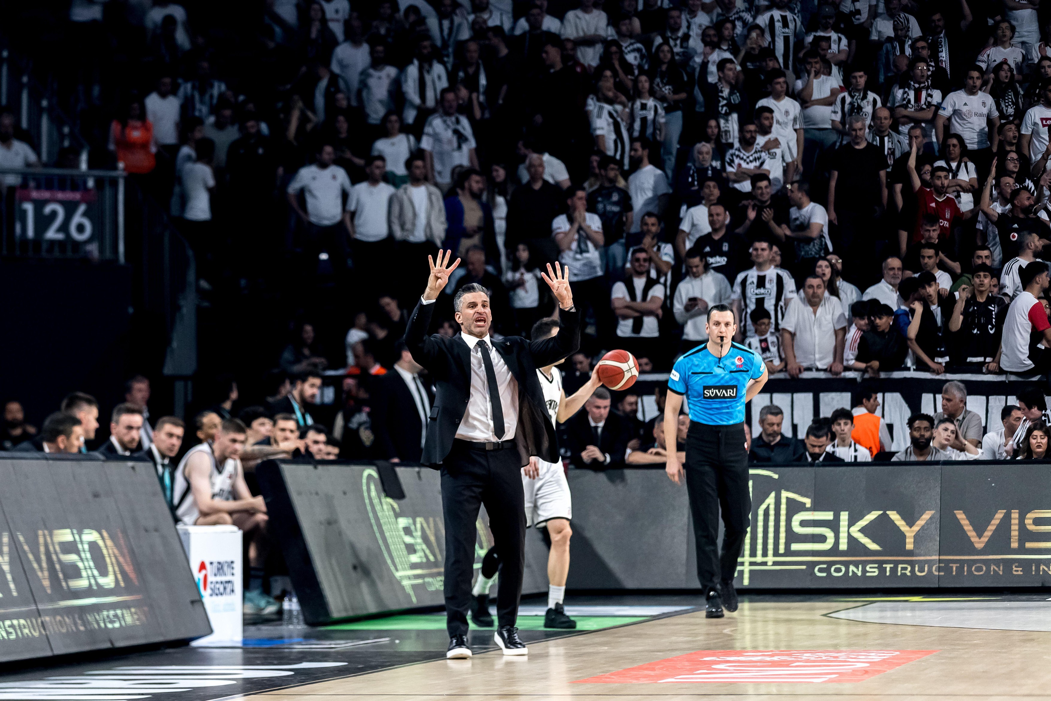 ISTANBUL, TURKEY - MAY 30, 2025:  Turkiye Sigorta Basketball Super League (BSL) Play-Off Round 1 match between Besiktas Fibabanka Istanbul and Galatasaray Istanbul at Sinan Erem Arena .