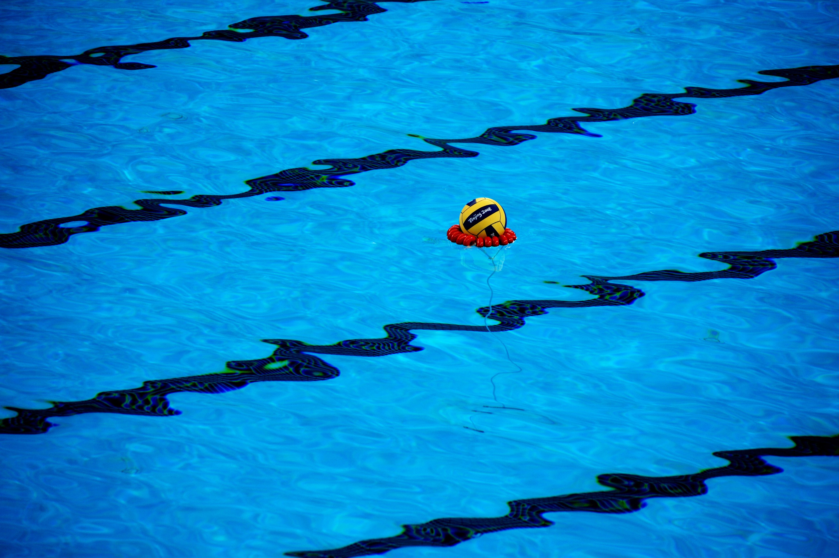 Water polo ball in a pool during 2008 Beijing Olympic Games, Beijing, China