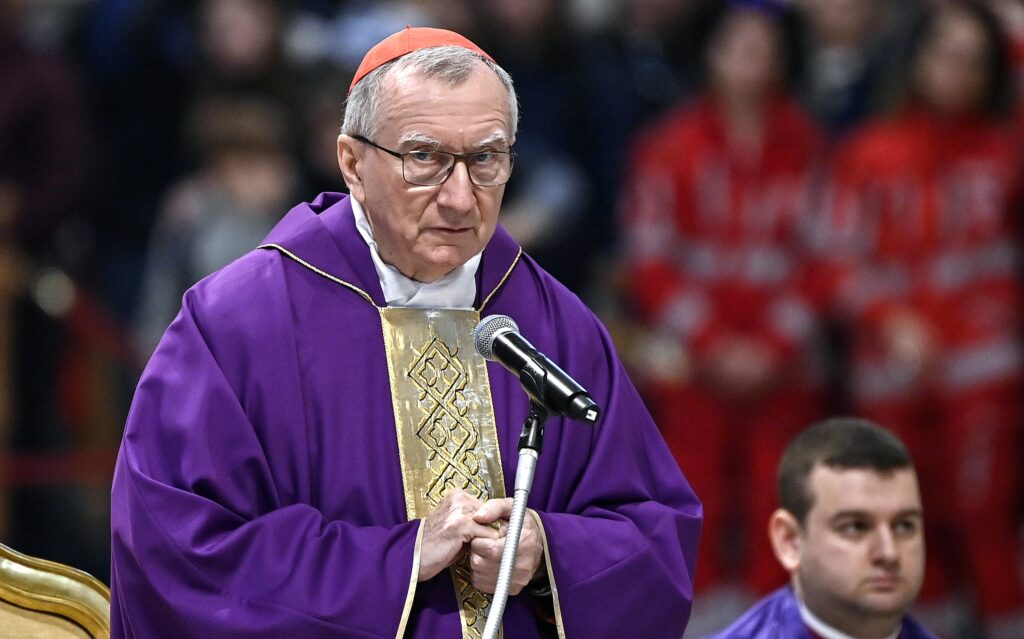 epa11948879 Cardinal Pietro Parolin leads a Holy Mass for the Movement for Life on the occasion of its fiftieth anniversary at the Saint Peter's Basilica, Vatican City, 08 March 2025.  EPA-EFE/RICCARDO ANTIMIANI