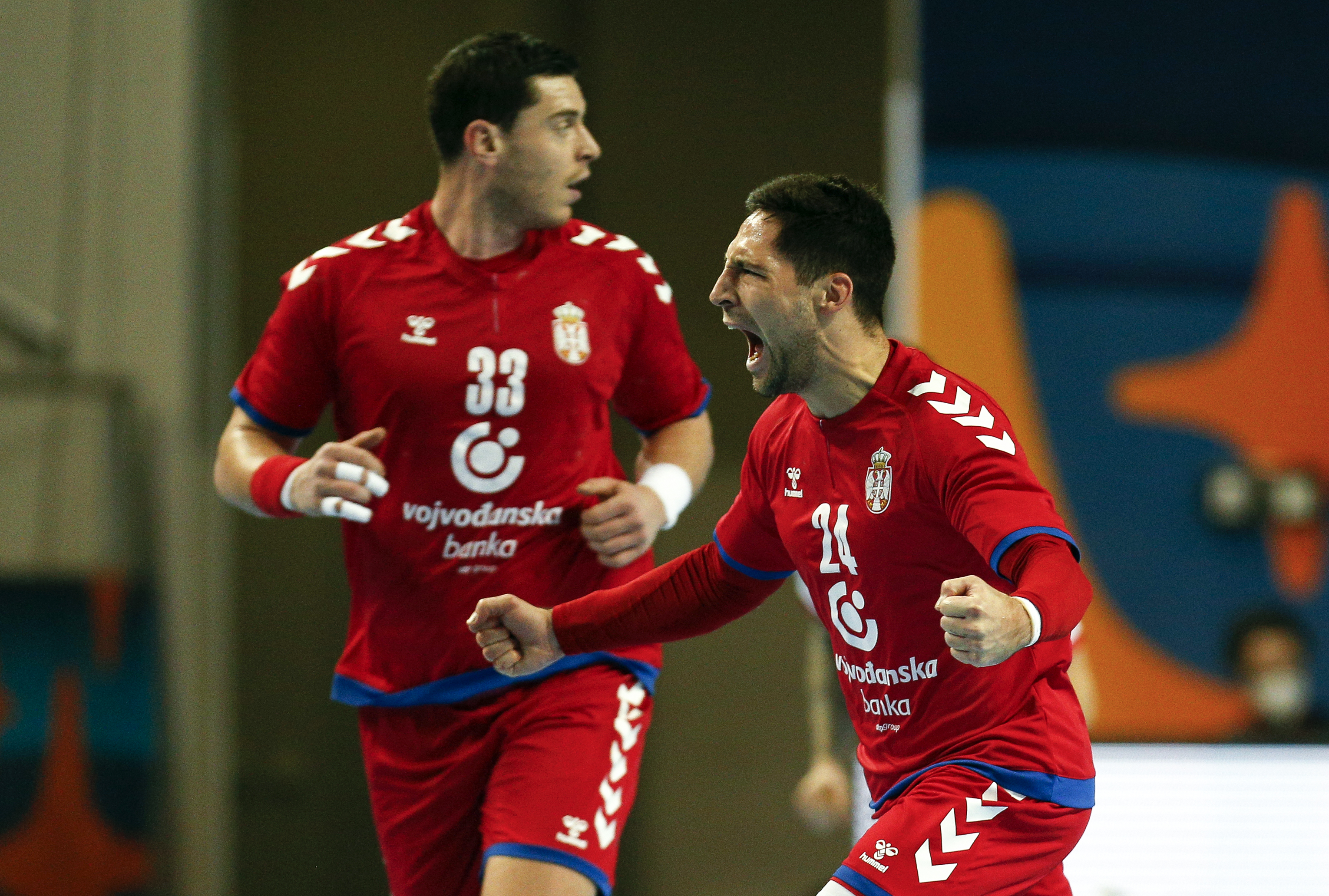 handball match between Serbia and France in Zrenjanin, Serbia on Jan. 5, 2021.