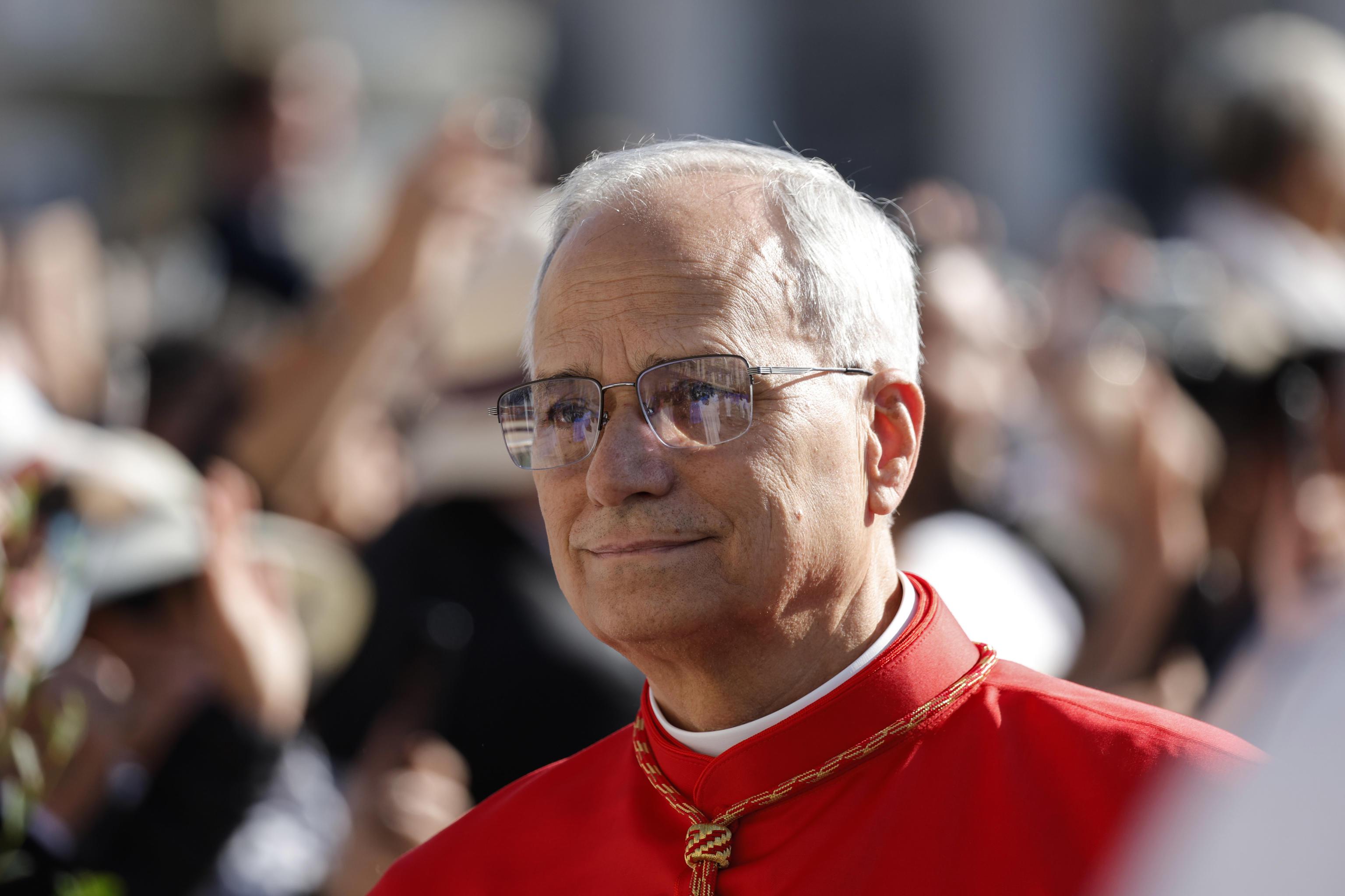 epa10891735 New cardinal Robert Francis Prevost during a consistory ceremony in Saint Peter's Square, Vatican City, 30 September 2023. The pontiff appointed 21 new cardinals.  EPA-EFE/GIUSEPPE LAMI