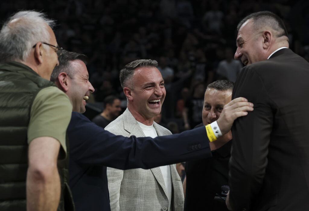 during the ABA League Season 2024/2024 match between Partizan and Crvena Zvezda at Belgrade Arena on April 21. 2025 in Belgrade, Serbia (Photo by Pedja Milosavljevic/Starspor.rs)