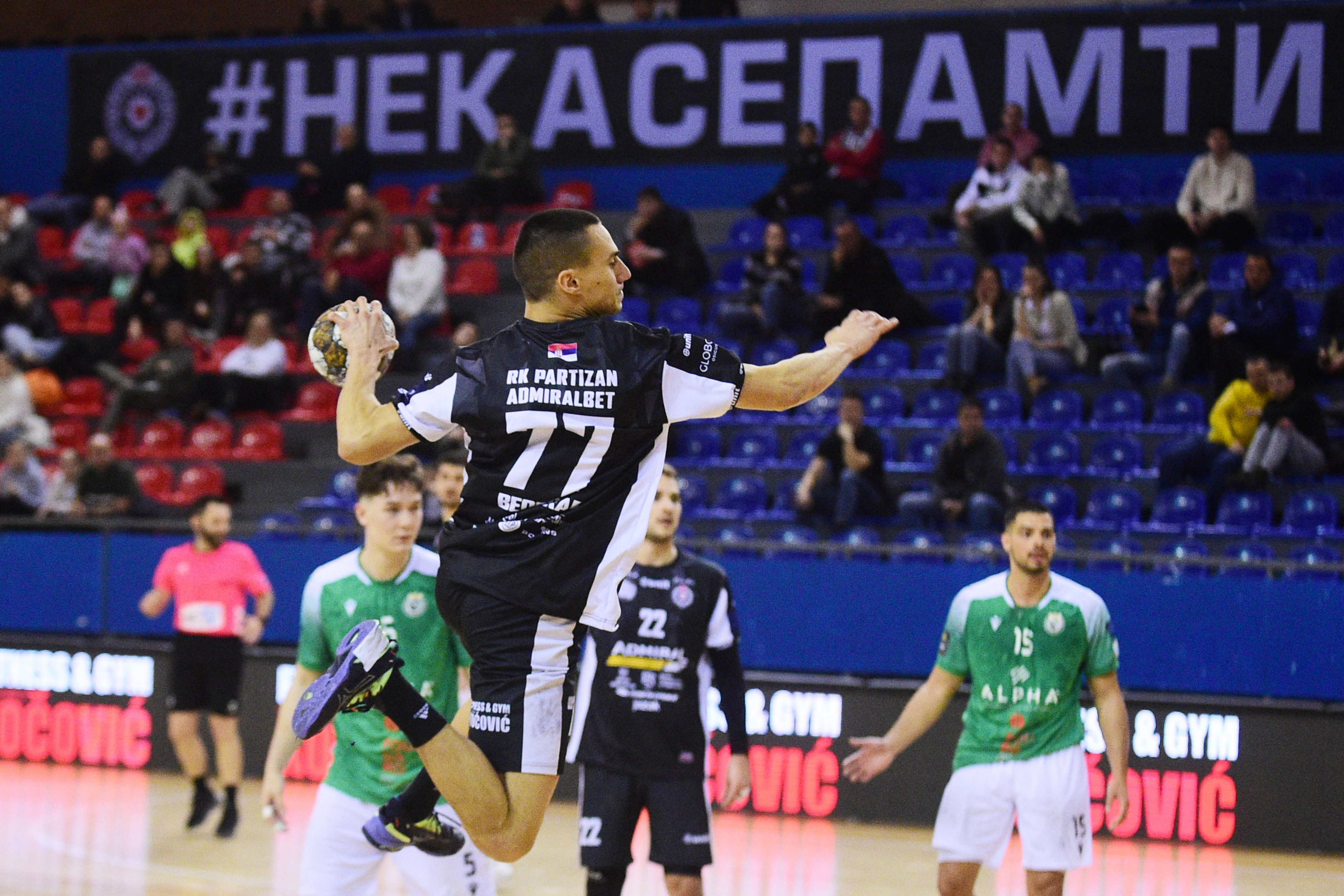 European cup 1/8 final handball match berween Partizan and Diomidis Argous played at sc Sumice, 15.02.2025, Belgrade, Serbia. (Photo by Dusan Milenkovic/Starsport.rs ©)