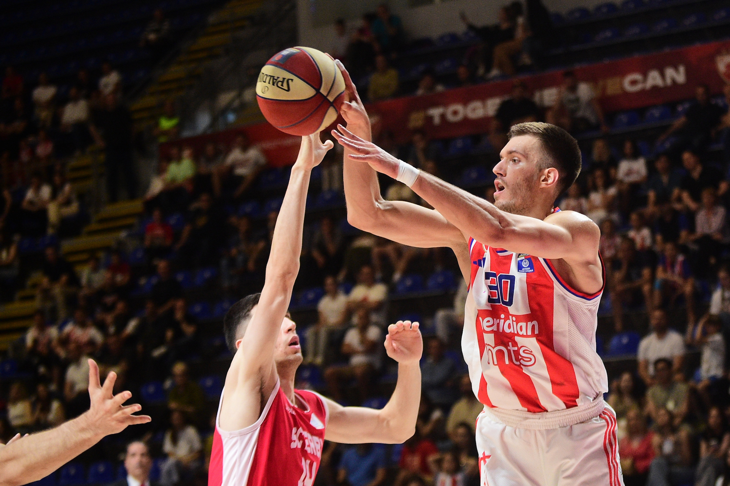 ABA league postponed round 27 game between Crvena Zvezda and SC Derbi played at Aleksandar Nikolic Hall, 01.05.2025, Belgrade, Serbia.  (Photo by Dusan Milenkovic/Starsport.rs ©)