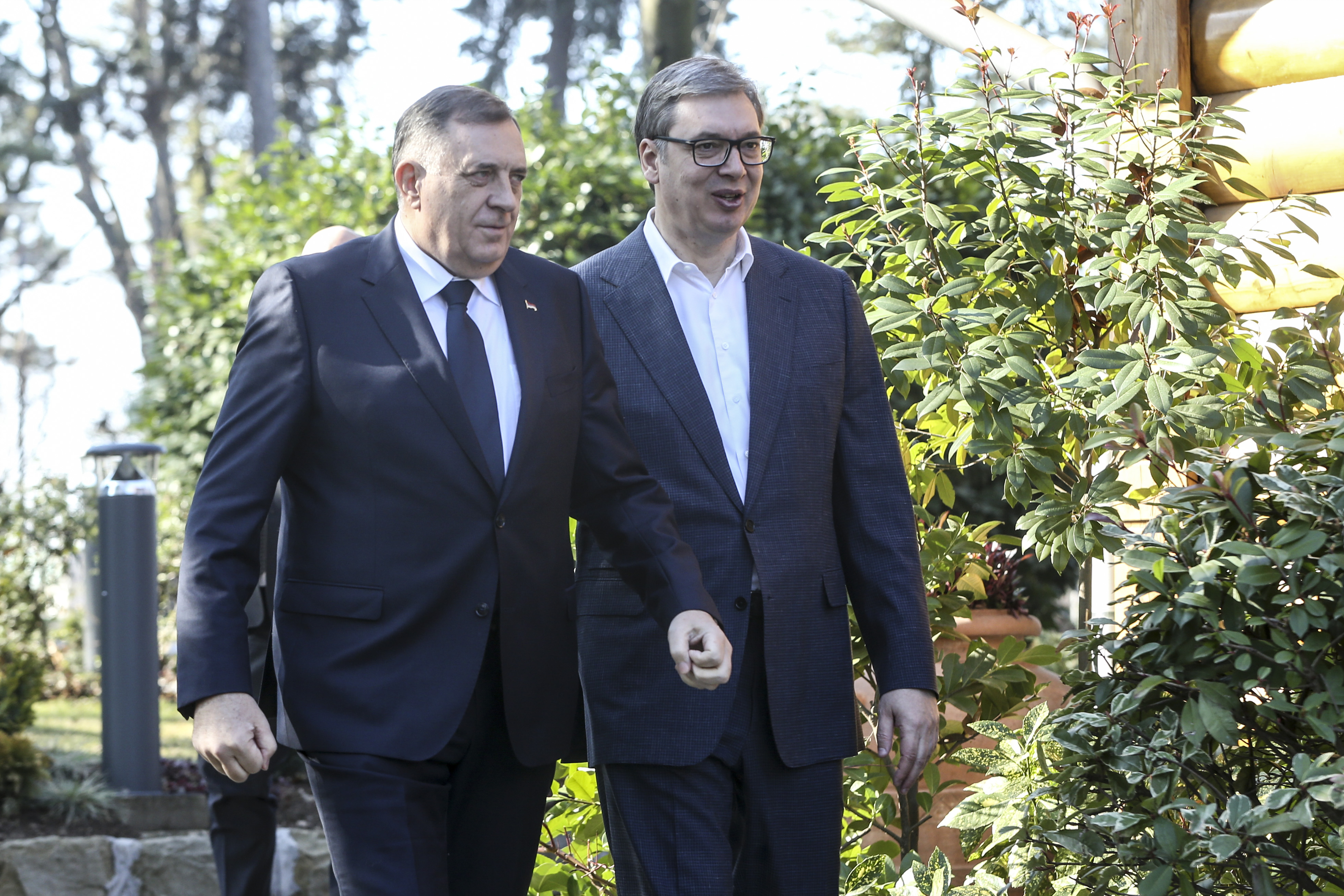 The President of the Republic of Serbia Aleksandar Vucic met with the President of the Republic of Srpska Milorad Dodik at Vila Mir.Predsednik Republike Srbije Aleksandar Vucic sastao se sa predsednikom Republike Srpske Miloradom Dodikom u Vili Mir.