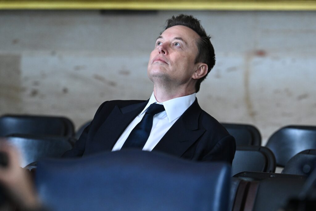 epa11838635 Tesla and SpaceX CEO Elon Musk takes his seat at the inauguration ceremony before Donald Trump is sworn in as the 47th US President in the US Capitol Rotunda in Washington, DC, USA, 20 January 2025.  EPA-EFE/SAUL LOEB / POOL