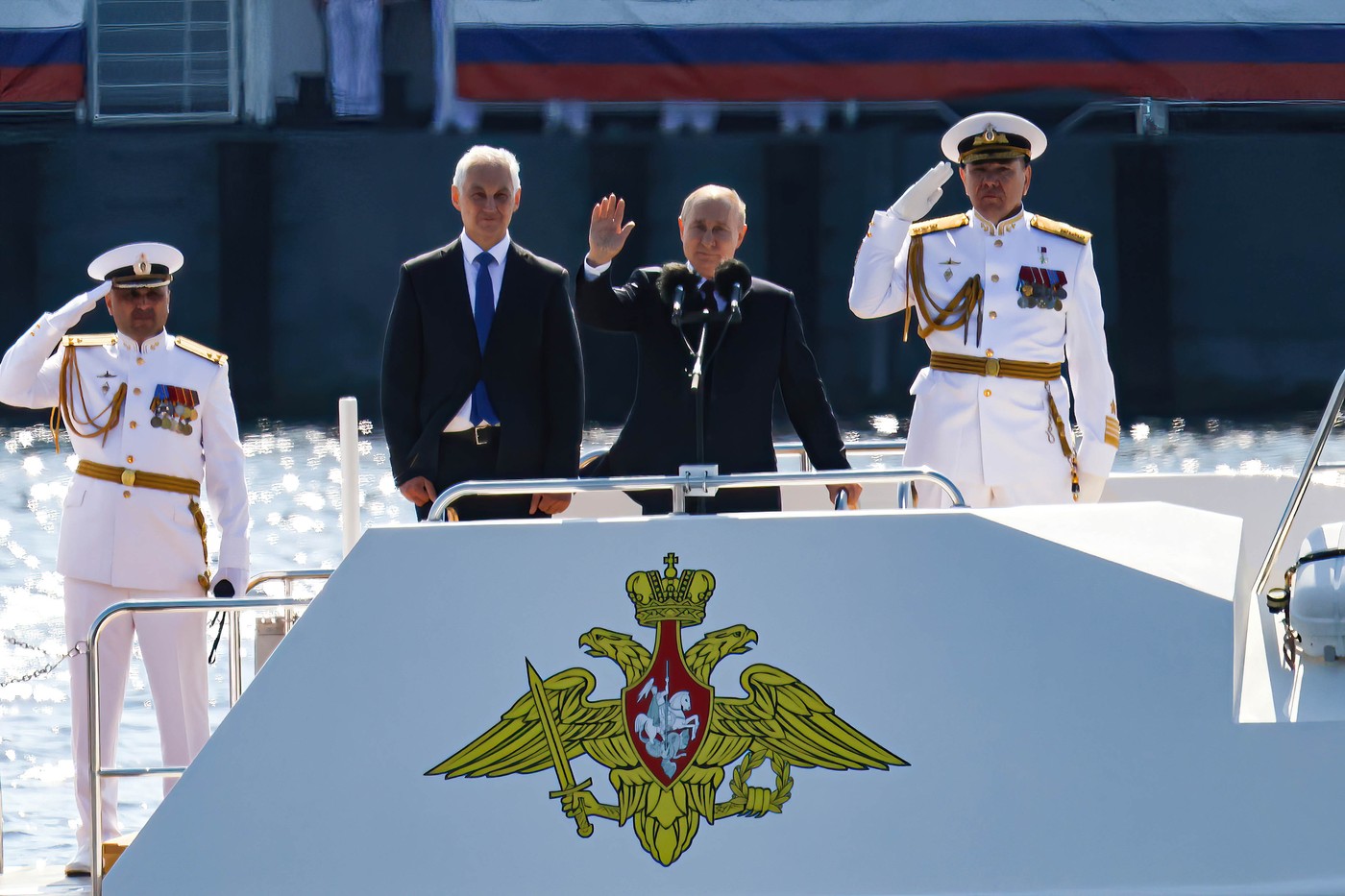 Vladimir Putin attends the Navy parade in St. Petersburg  -  28 Jul 2024