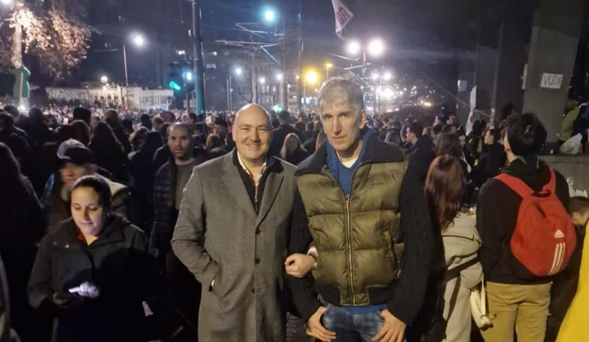 Miroslav Berić i Predrag Drobnjak na blokadi Autokomande