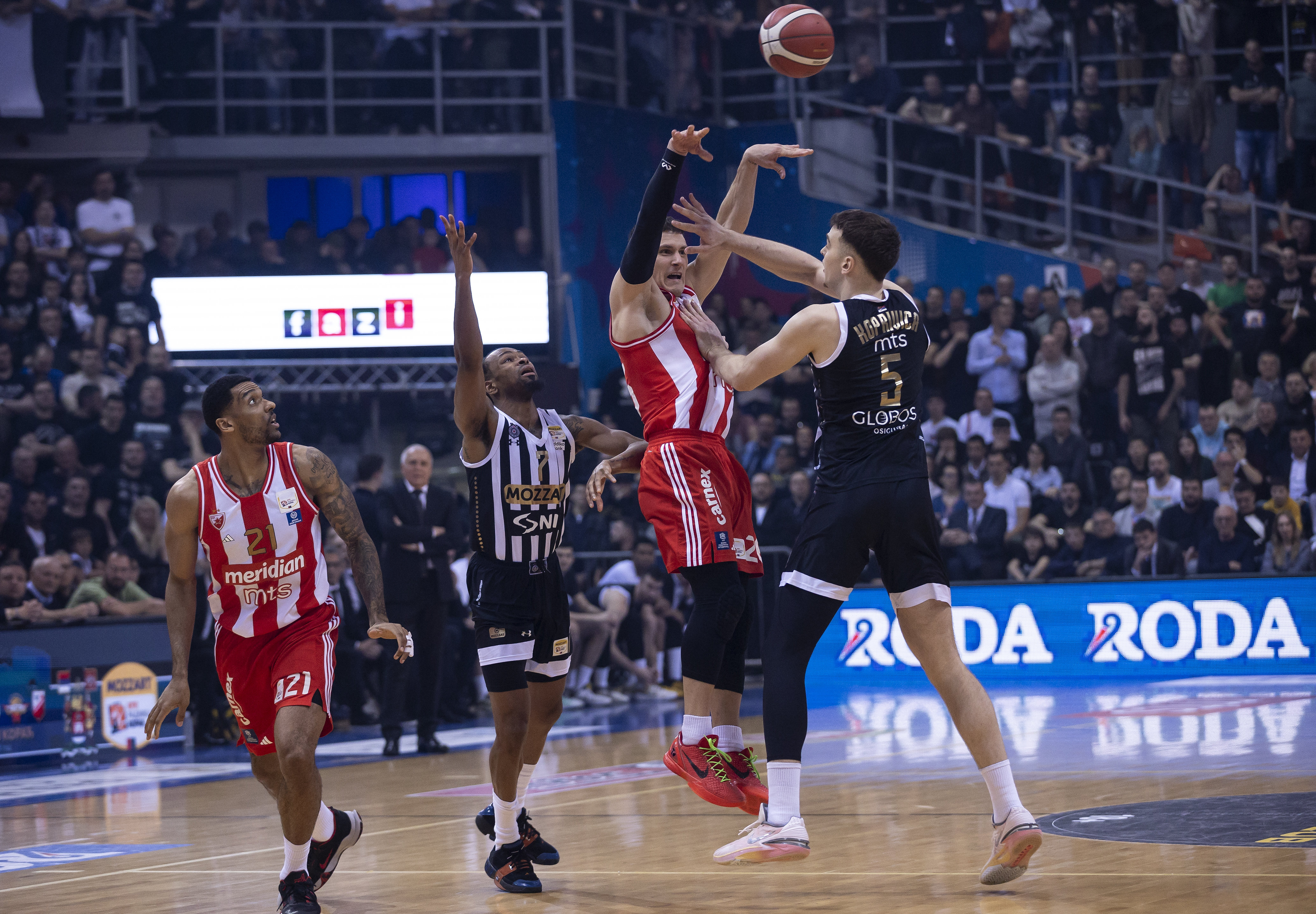 during the Kup Radivoja Koraca Season 2023-2024 final Finale match between Partizan and Crvena Zvezda at Cair hall on February 17, 2024 in Nis, Serbia. (Photo by Nikola Gligic/Starsport.rs ©)