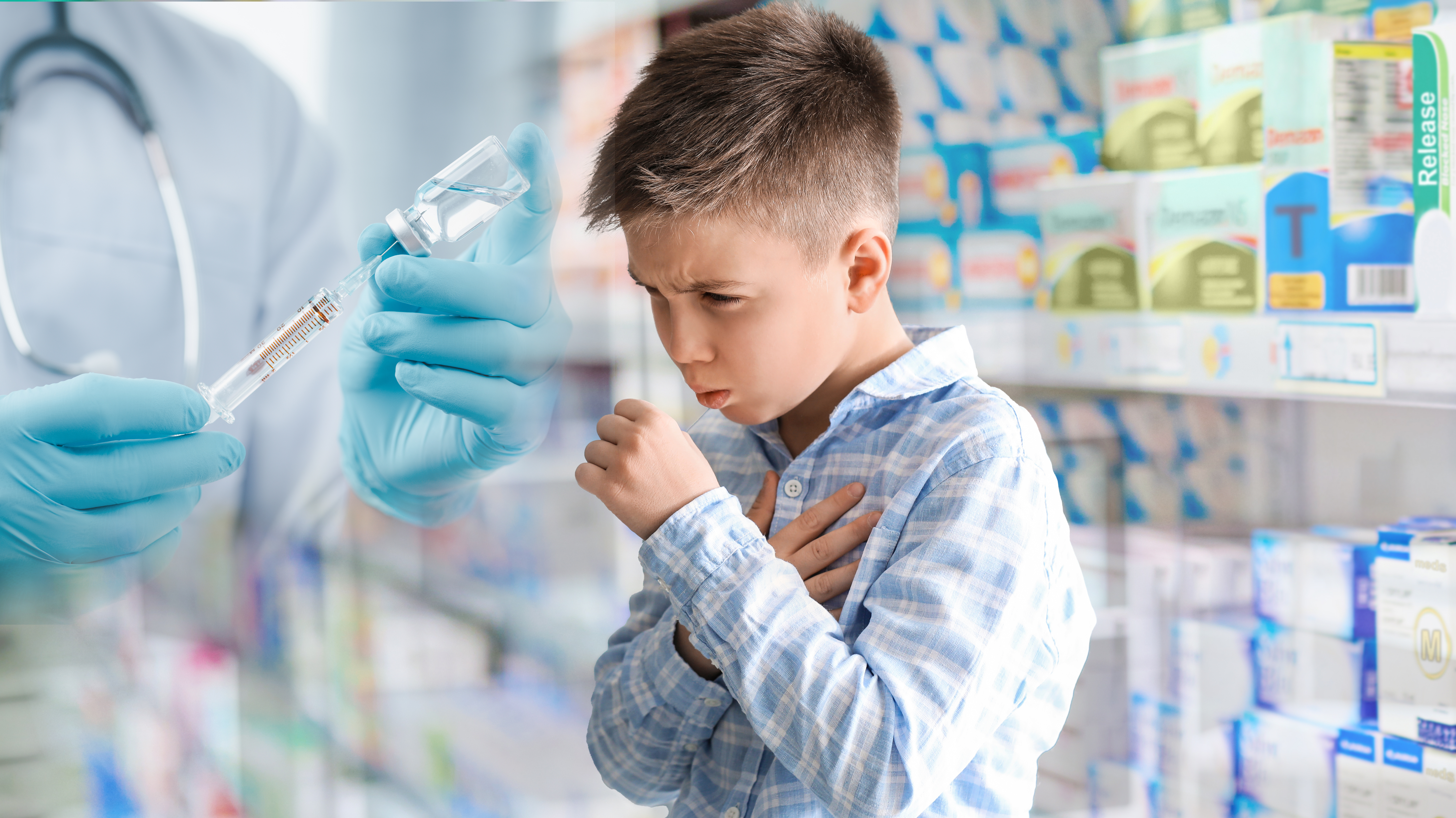 Ill,Coughing,Little,Boy,Visiting,Doctor,In,Clinic