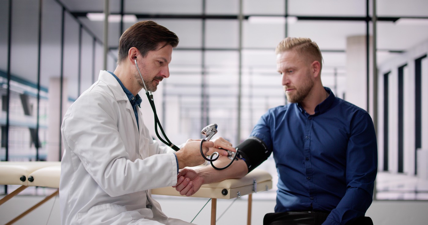 Doctor Measuring Patients Blood Pressure With Stethoscope,Image: 851592330, License: Royalty-free, Restrictions: , Model Release: yes, Credit line: Andriy Popov / Panthermedia / Profimedia
