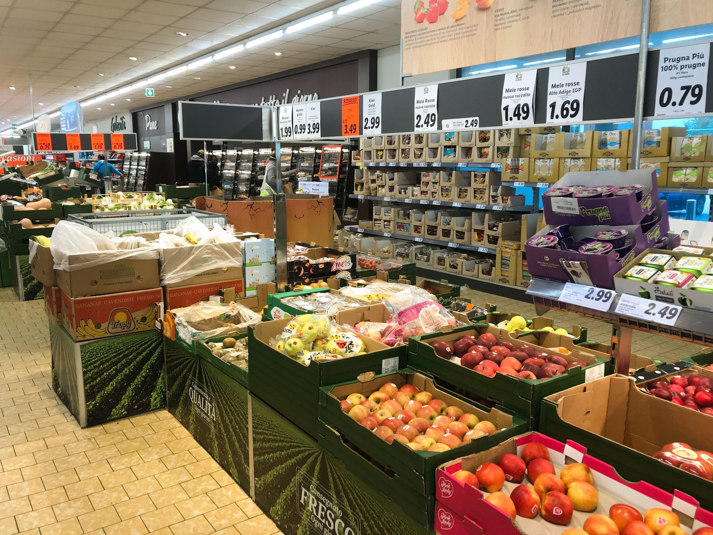 Fossano, Italy - October 22, 2021: fruit in sale in Lidl supermarket discount