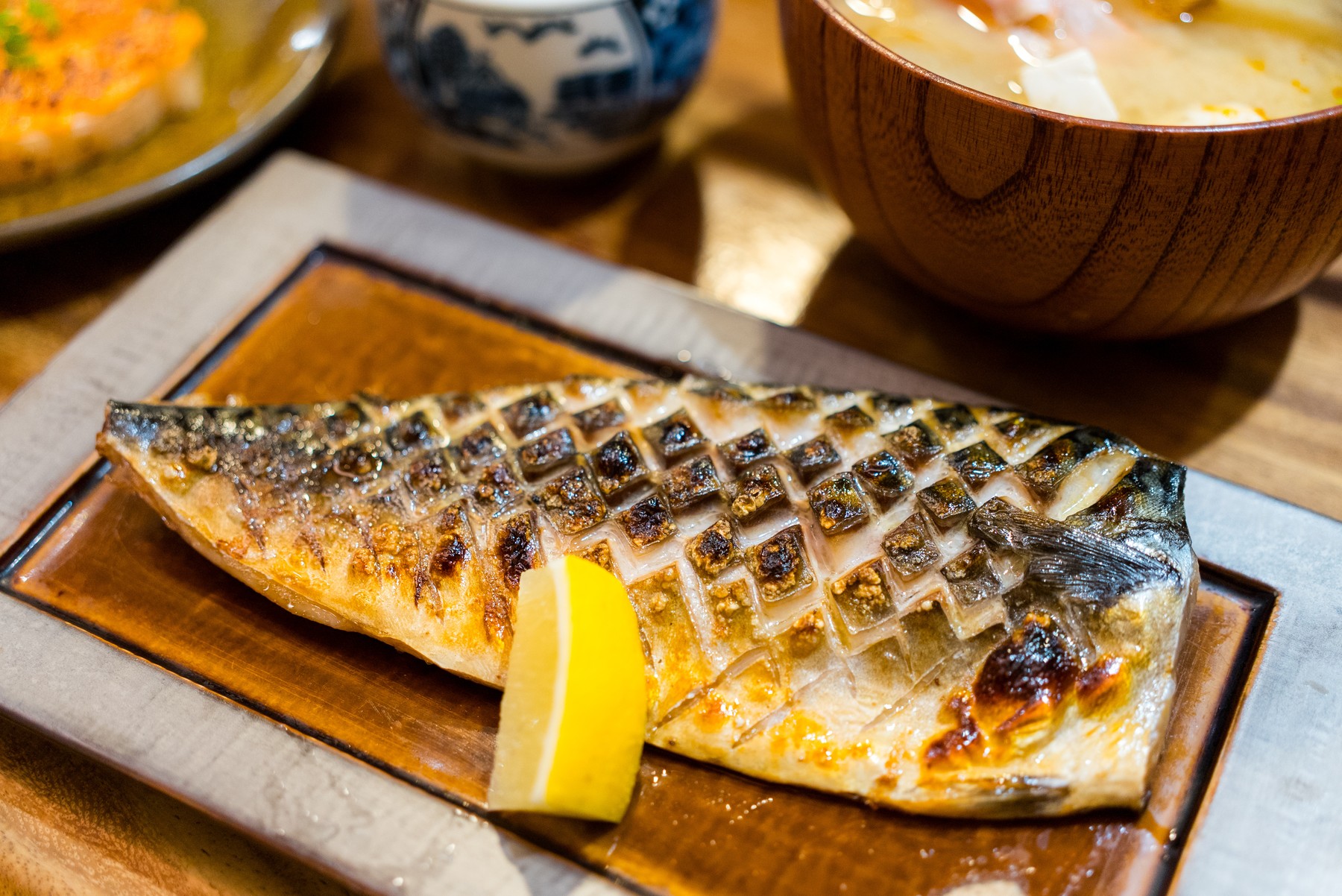 Japanese grill mackerel fish dish