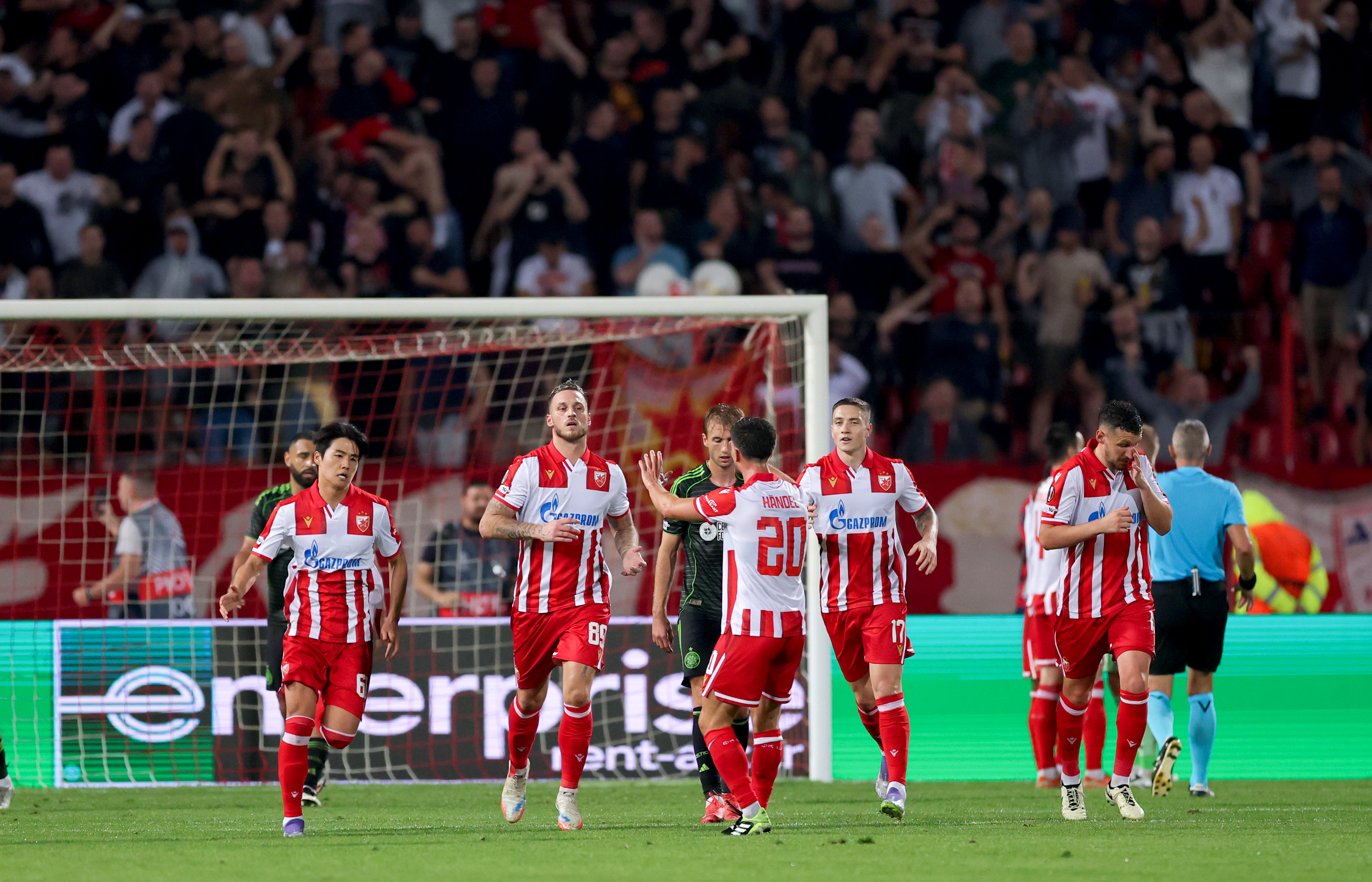 Marko Arnautovic of Crvena Zvezda celebrates after scoring a goal during the UEFA Europa League football match between  Crvena Zvezda (Red Star) and Celtic on September 24. 2025. in Belgrade, Serbia.
(photo by Srdjan Stevanovic/STARSPORT ©)