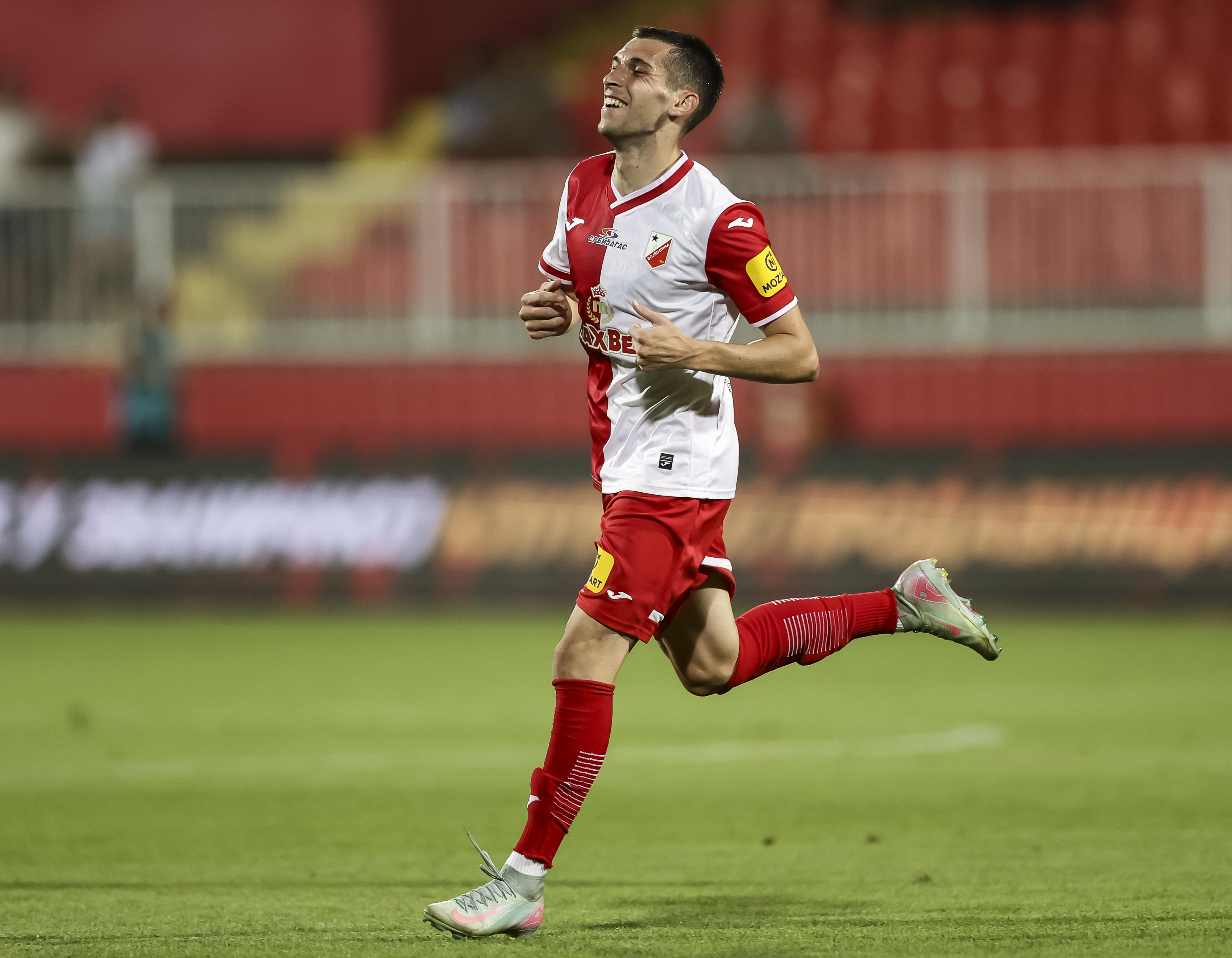 Lazar Randjelovic of Vojvodina celebrates after scoring a goal during the Mozzart Super Liga 2025/2026 match between Vojvodina and Javor Ivanjica at stadium Karadjordje on August 16, 2025 in Novi Sad, Serbia. (Photo by Srdjan Stevanovic/Starsport.rs ©)