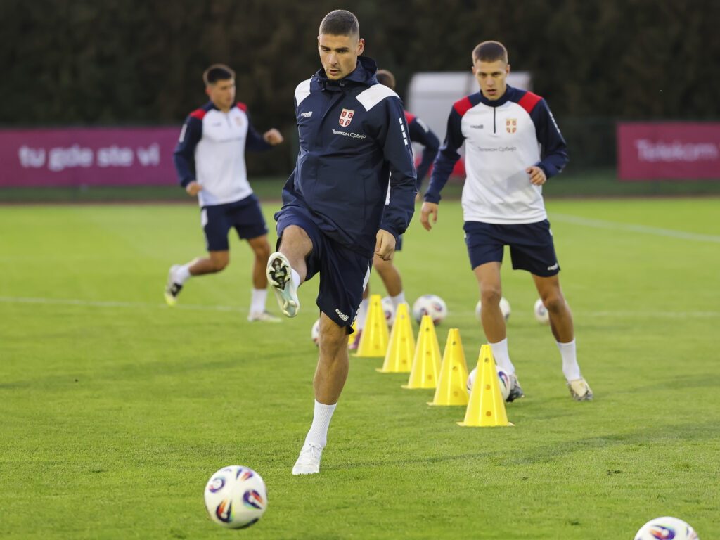 Andrej Ilic of Serbia during the Training Session of National Football team of Serbia at Sports center FSS on October 06, 2025 in Stara Pazova , Serbia. (Photo by Srdjan Stevanovic/Starsport.rs ©)