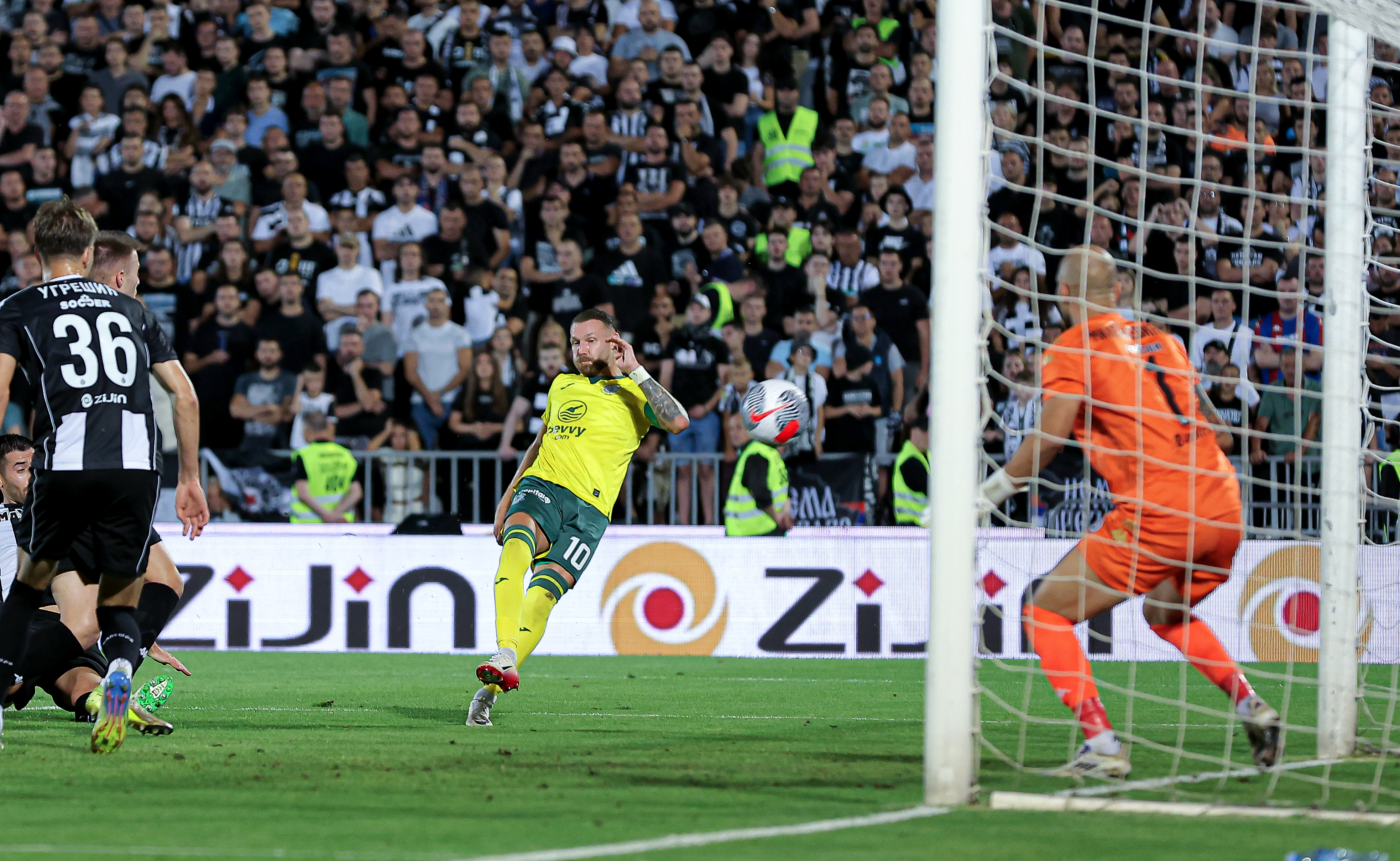 during UEFA Conference League third qualifying round 1st leg football match between Partizan and Hibernian on August 7. 2025. in Belgrade, Serbia.
(photo by Pedja Milosavljevic/STARSPORT ©)