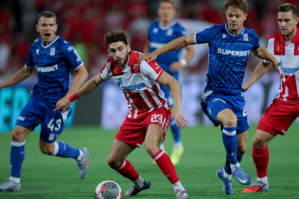 Crvena Zvezda's during the UEFA Champions League Third qualifying round 2nd leg football match between Crvena Zvezda (Red Star) and Lech Poznan on August 12. 2025. in Belgrade, Serbia.
(photo by Pedja Milosavljevic/STARSPORT)