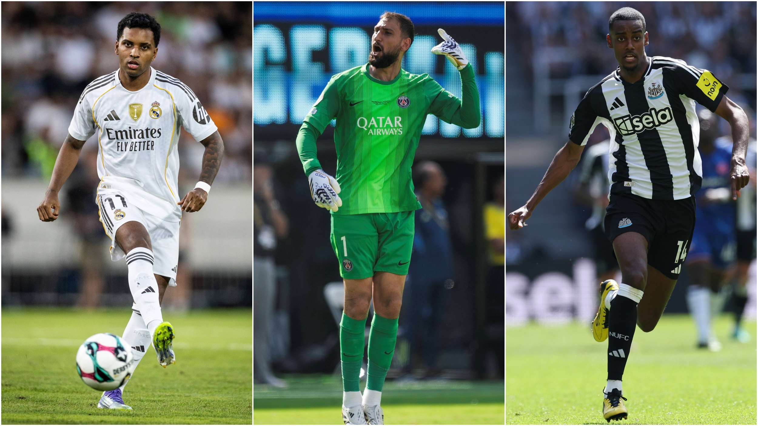 Donaruma (dres PSG), Alexander Isak (Newcastle) i Rodrigo (Real Madrid).