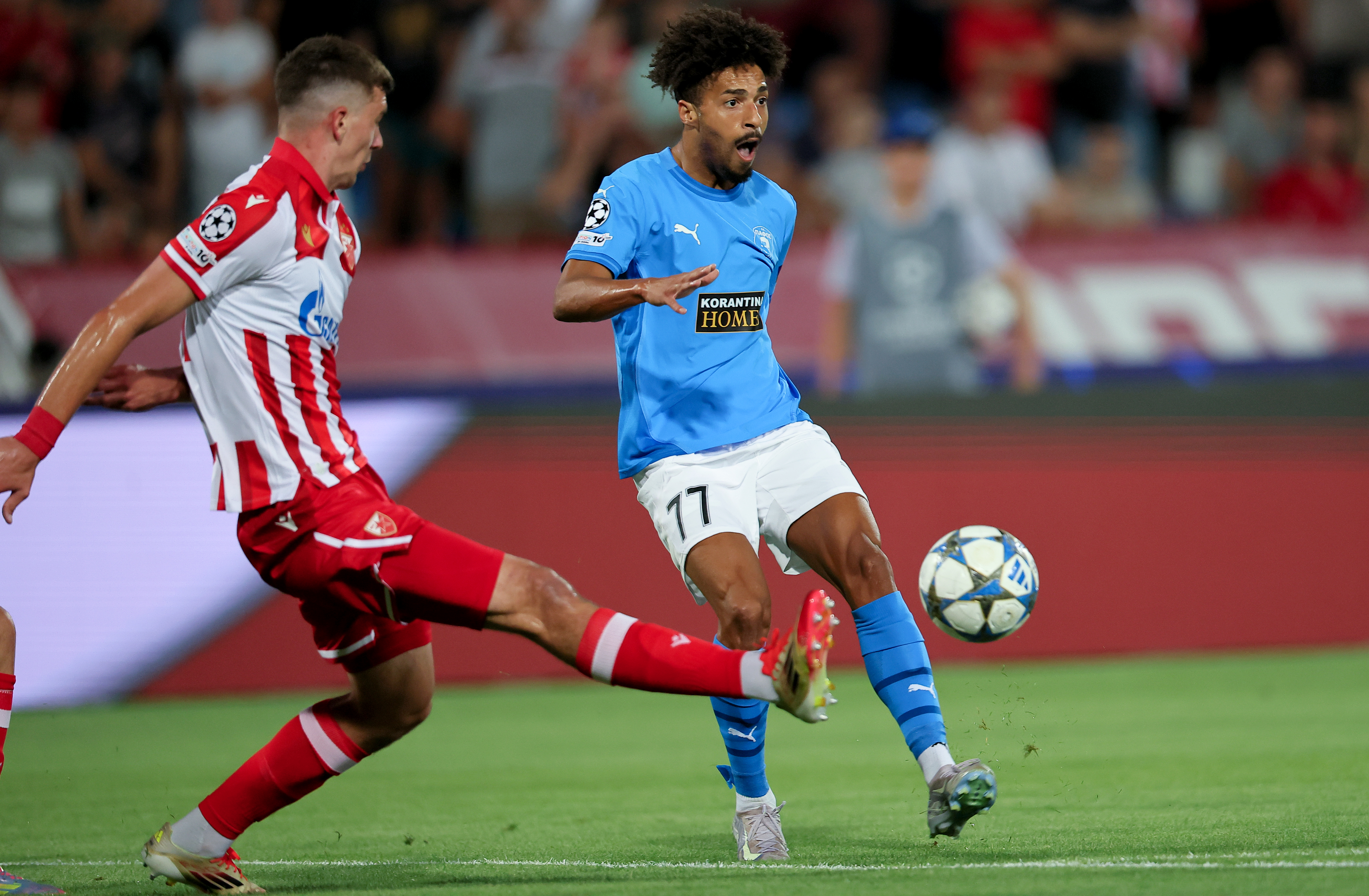 Crvena Zvezda's during the the UEFA Champions League Play-offs 1st leg football match between Crvena Zvezda (Red Star) and Pafos on August 19. 2025. in Belgrade, Serbia.
(photo by Pedja Milosavljevic/STARSPORT)