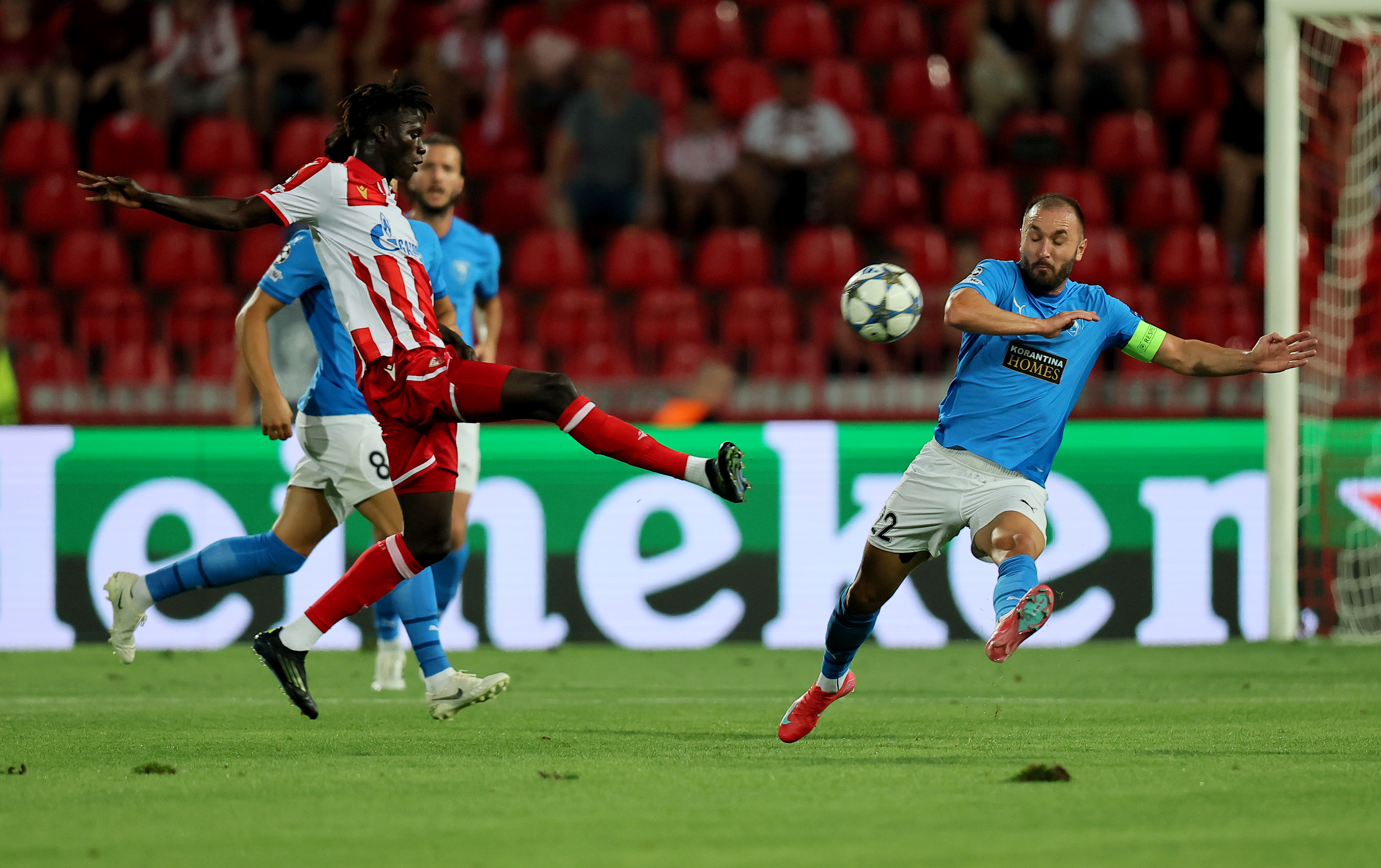 Crvena Zvezda's during the the UEFA Champions League Play-offs 1st leg football match between Crvena Zvezda (Red Star) and Pafos on August 19. 2025. in Belgrade, Serbia.
(photo by Pedja Milosavljevic/STARSPORT)
