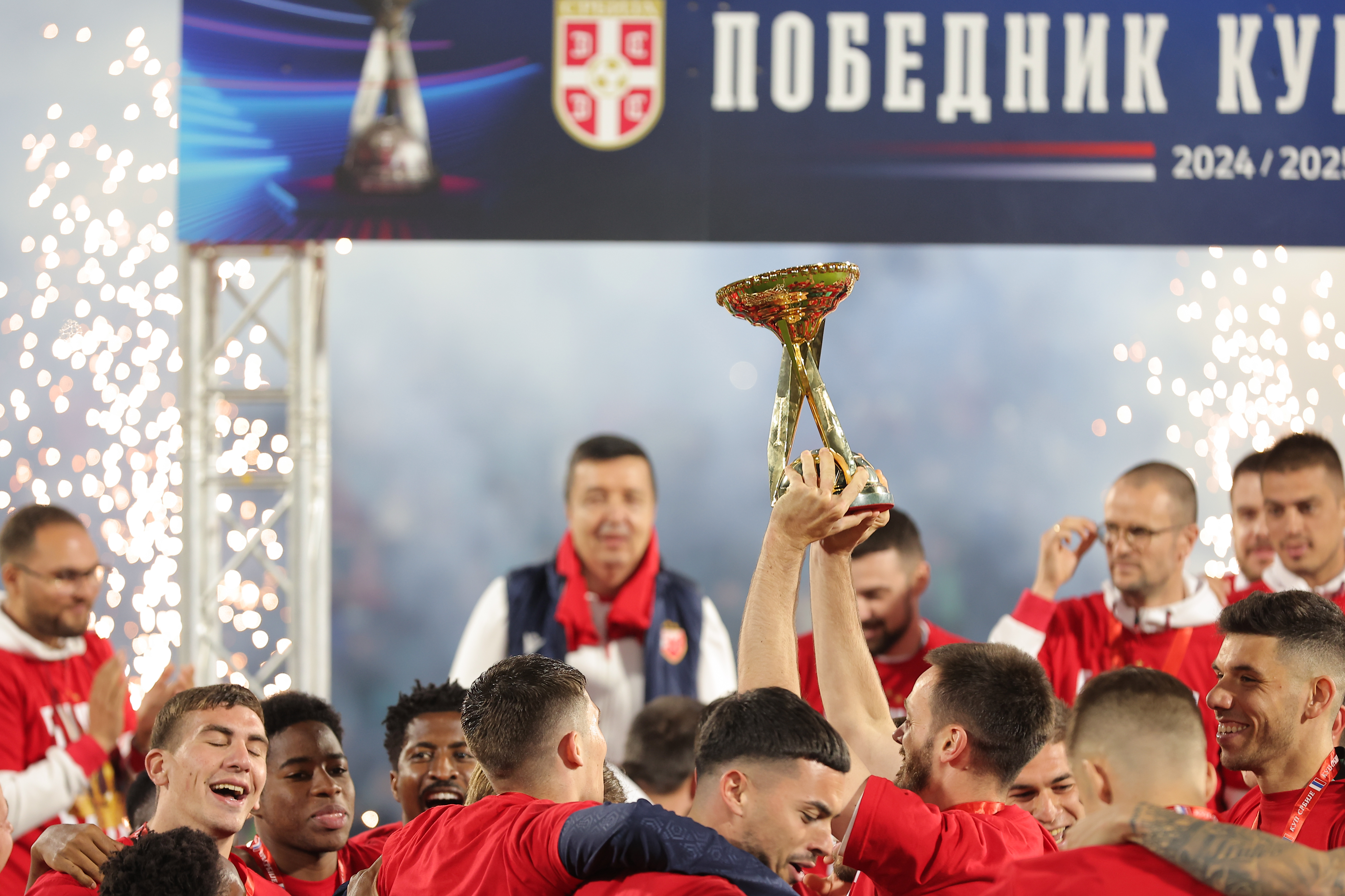 during Crvena Zvezda v Vojvodina Serbian football cup final match season 2024/2025 in Zajecar, Serbia on May 21, 2025. (credit image &amp; photo: Pedja Milosavljevic / STARSPORT)